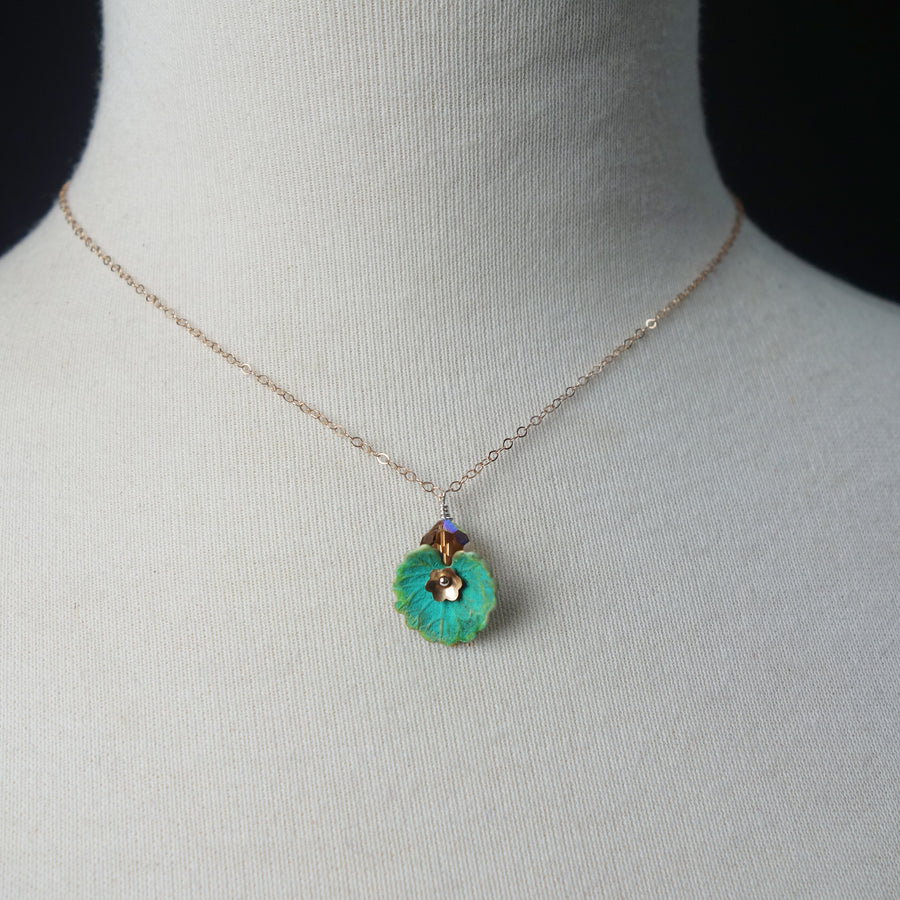 You'll Lose the Blues necklace: rose gold with lily leaf