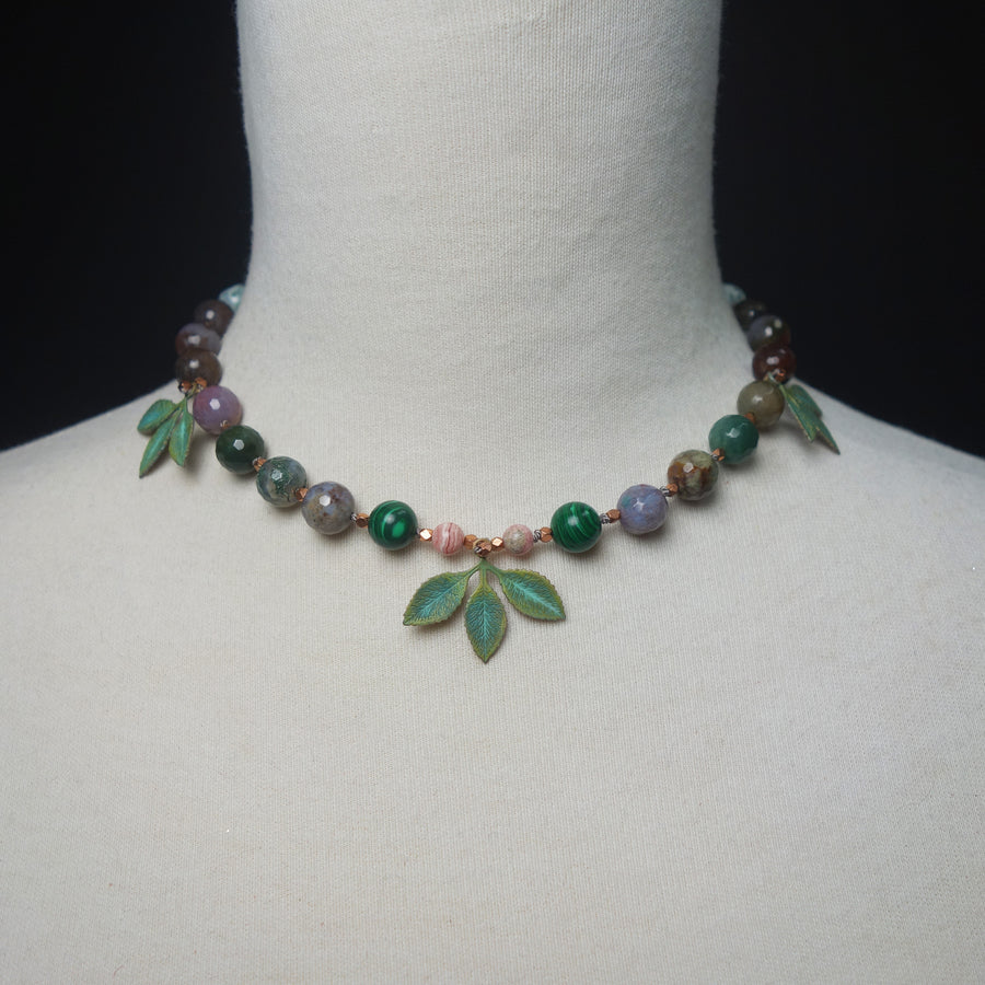 Ode to Marshall Field necklace: faceted jasper and malachite