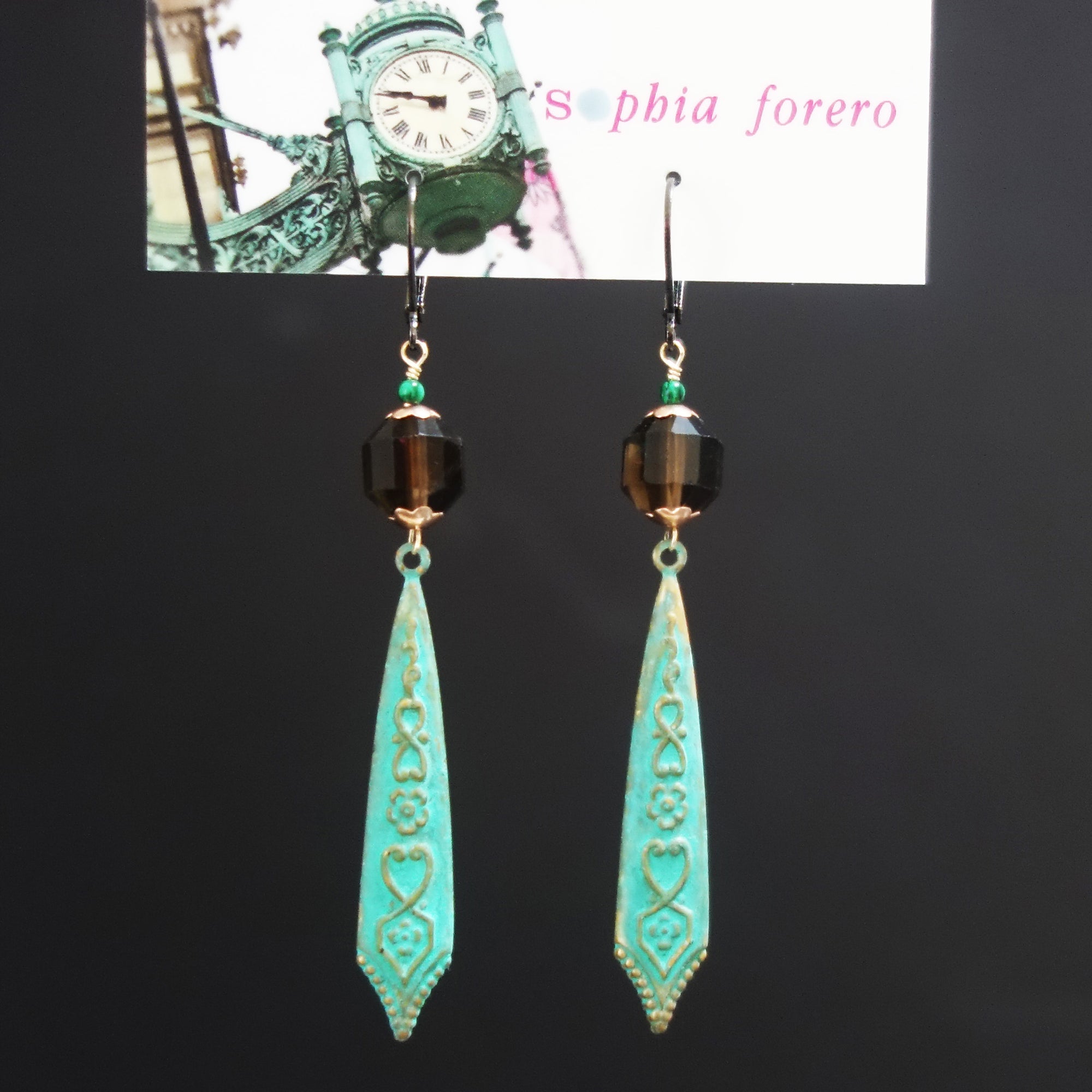 My Kind of Town patina, rose gold, and topaz earring