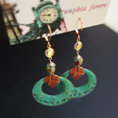 Time is On My Side: patina + cloisonée earring