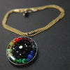 Sapphire, tourmaline, opal: mosaic rainbow pendant on gold