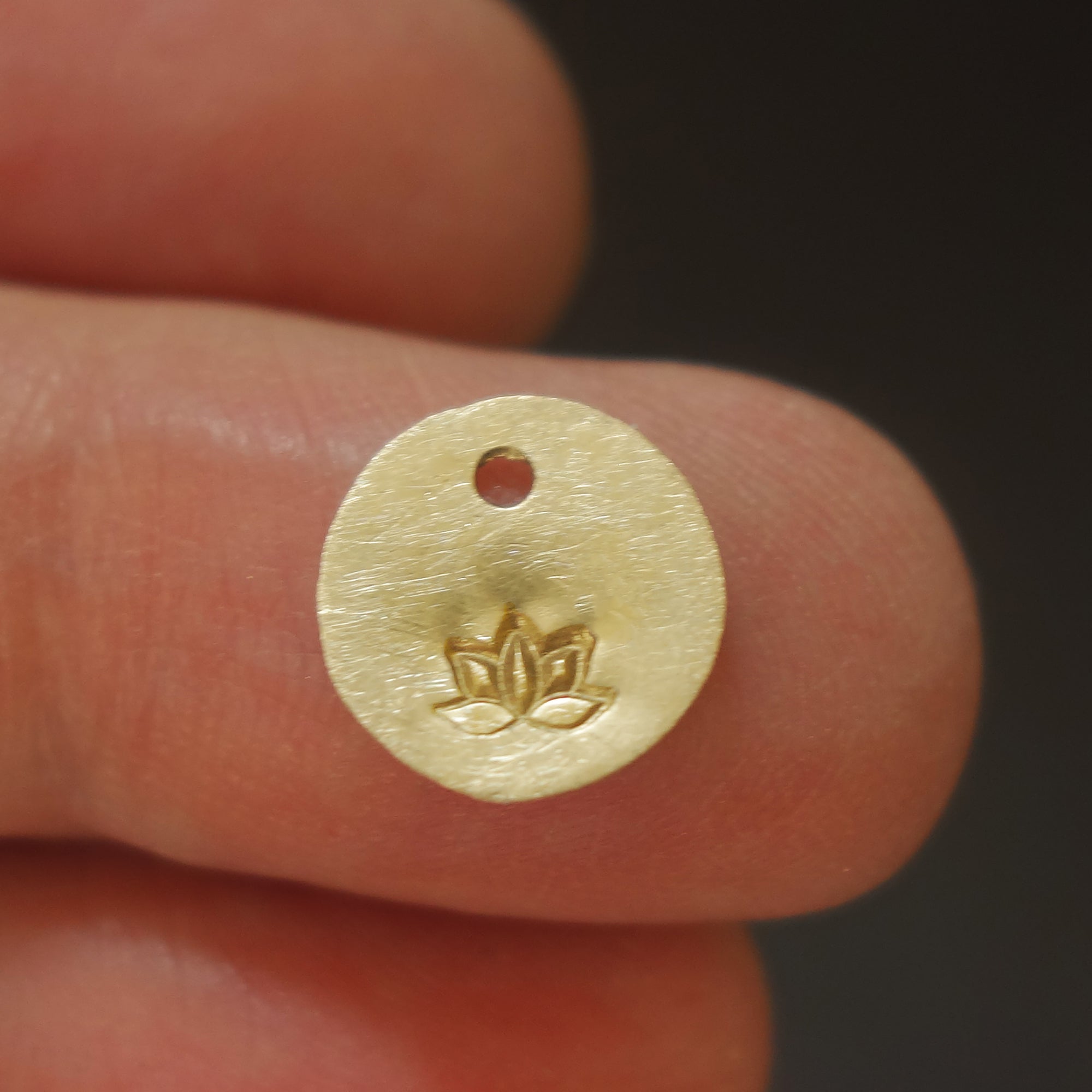 Lotus hand hammered charm