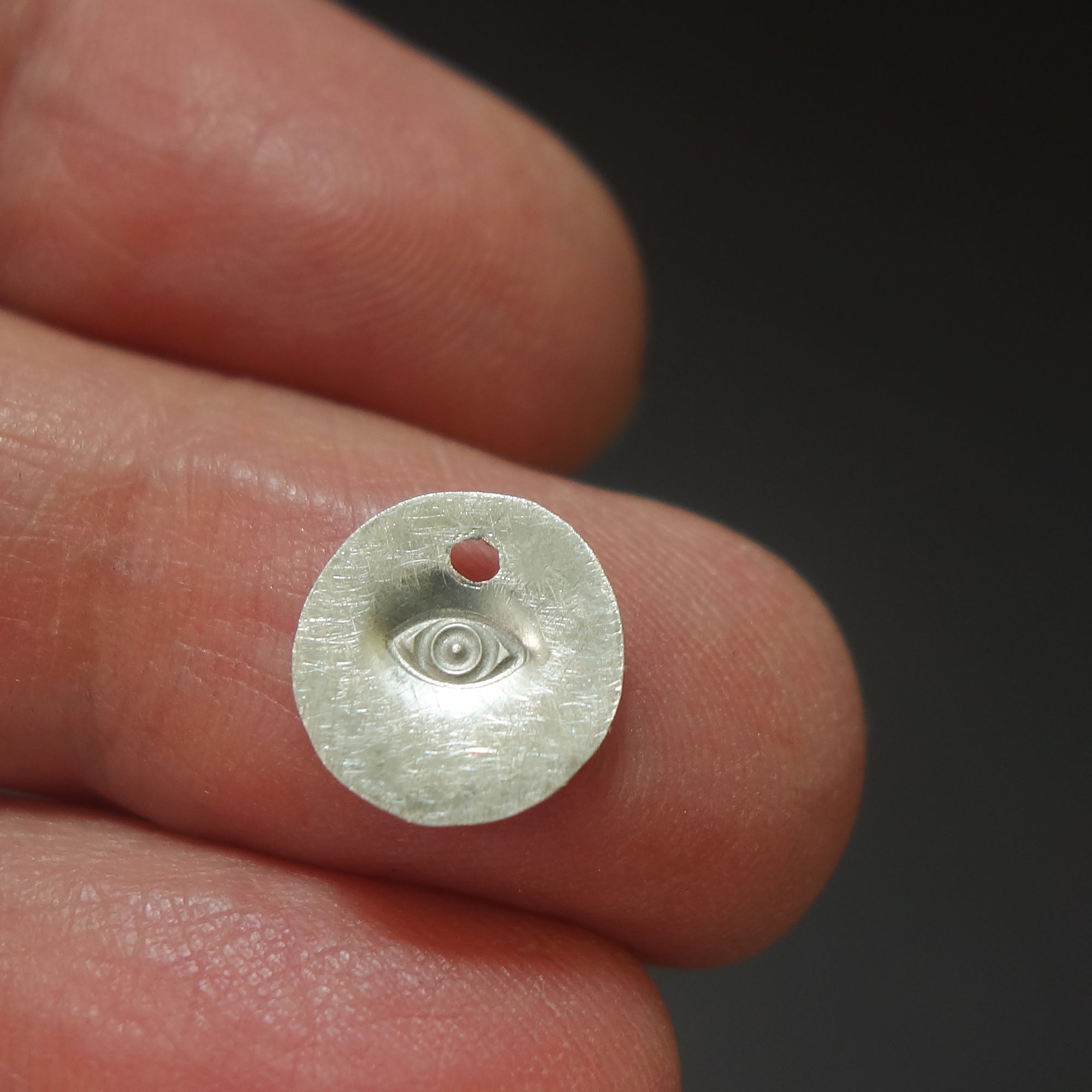 Eye of Protection hand hammered charm