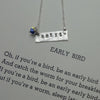 Hand hammered silver with your school colors necklace SMALL block letters