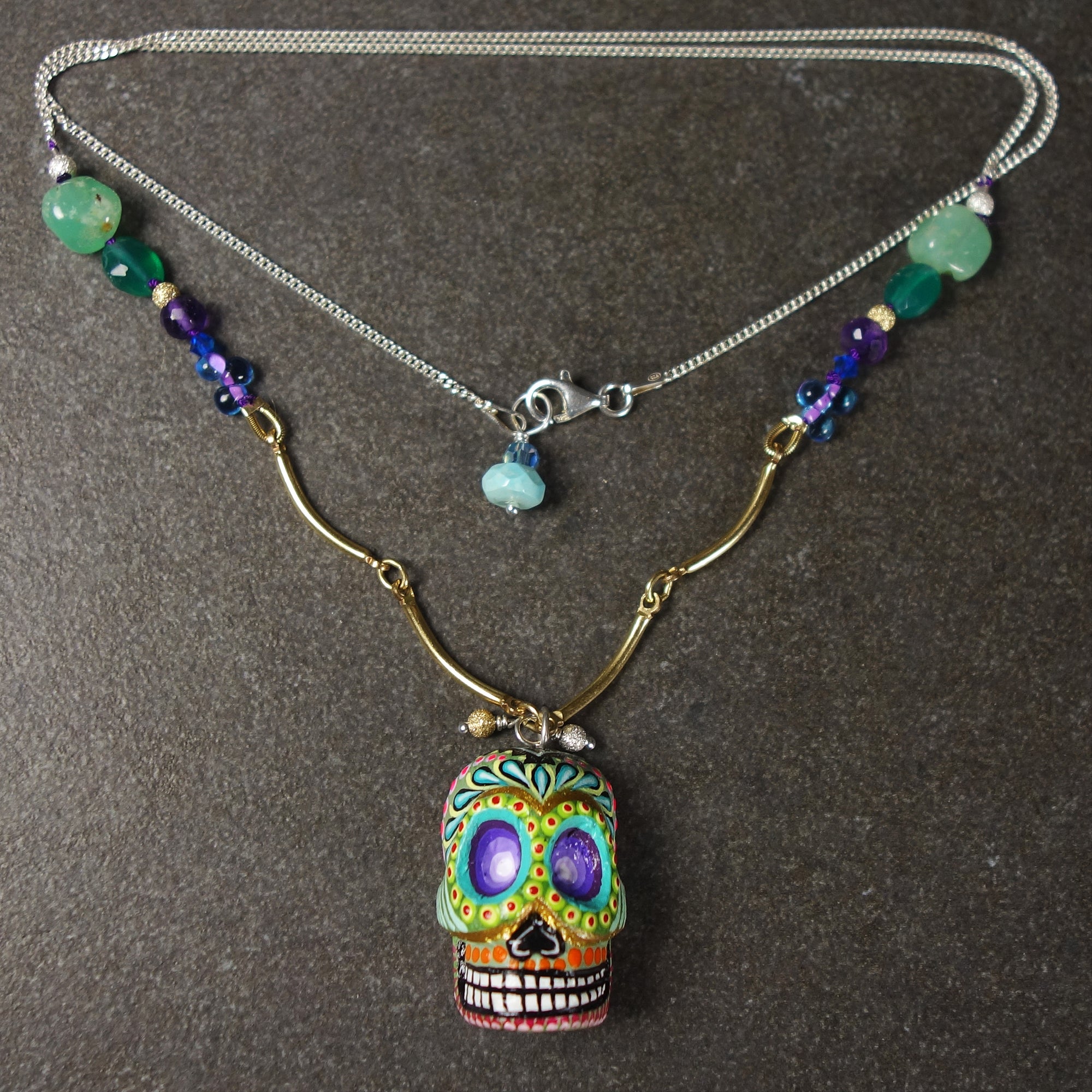 Gold and Silver skull necklace