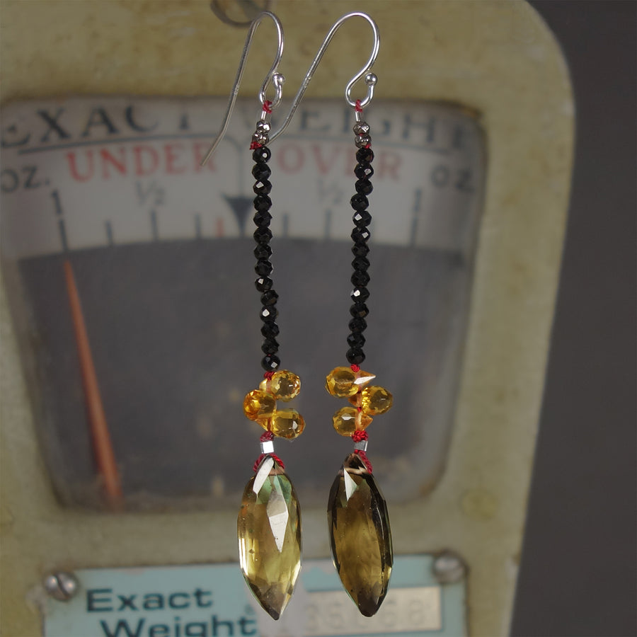 Good Day Sunshine: topaz, citrine, and onyx earrings