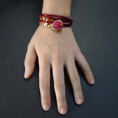 Iconic ruby and hessonite garnet wrap bracelet