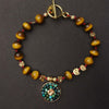 Tiger Eye, My Lady: hammered gold, turquoise mosaic bracelet