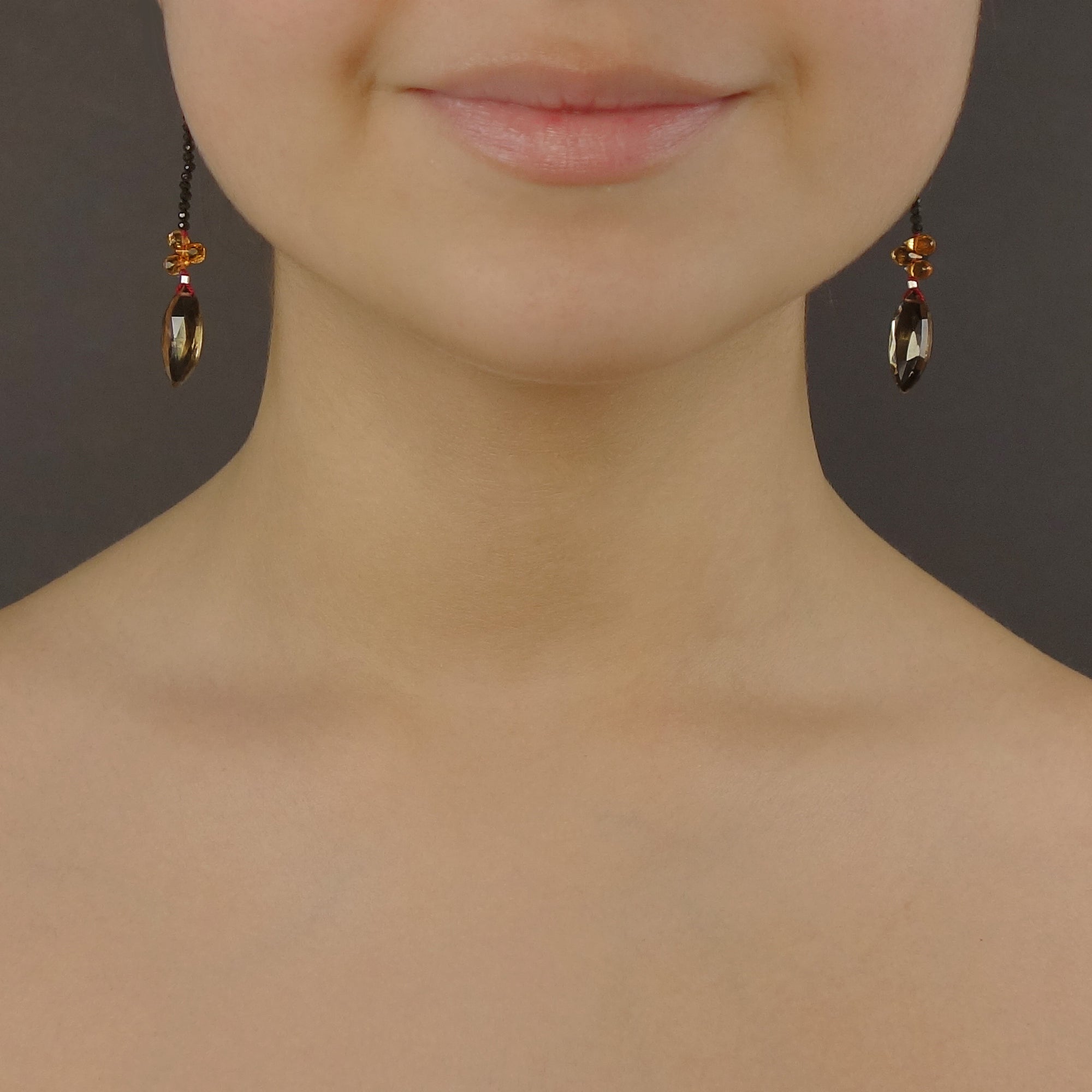 Good Day Sunshine: topaz, citrine, and onyx earrings