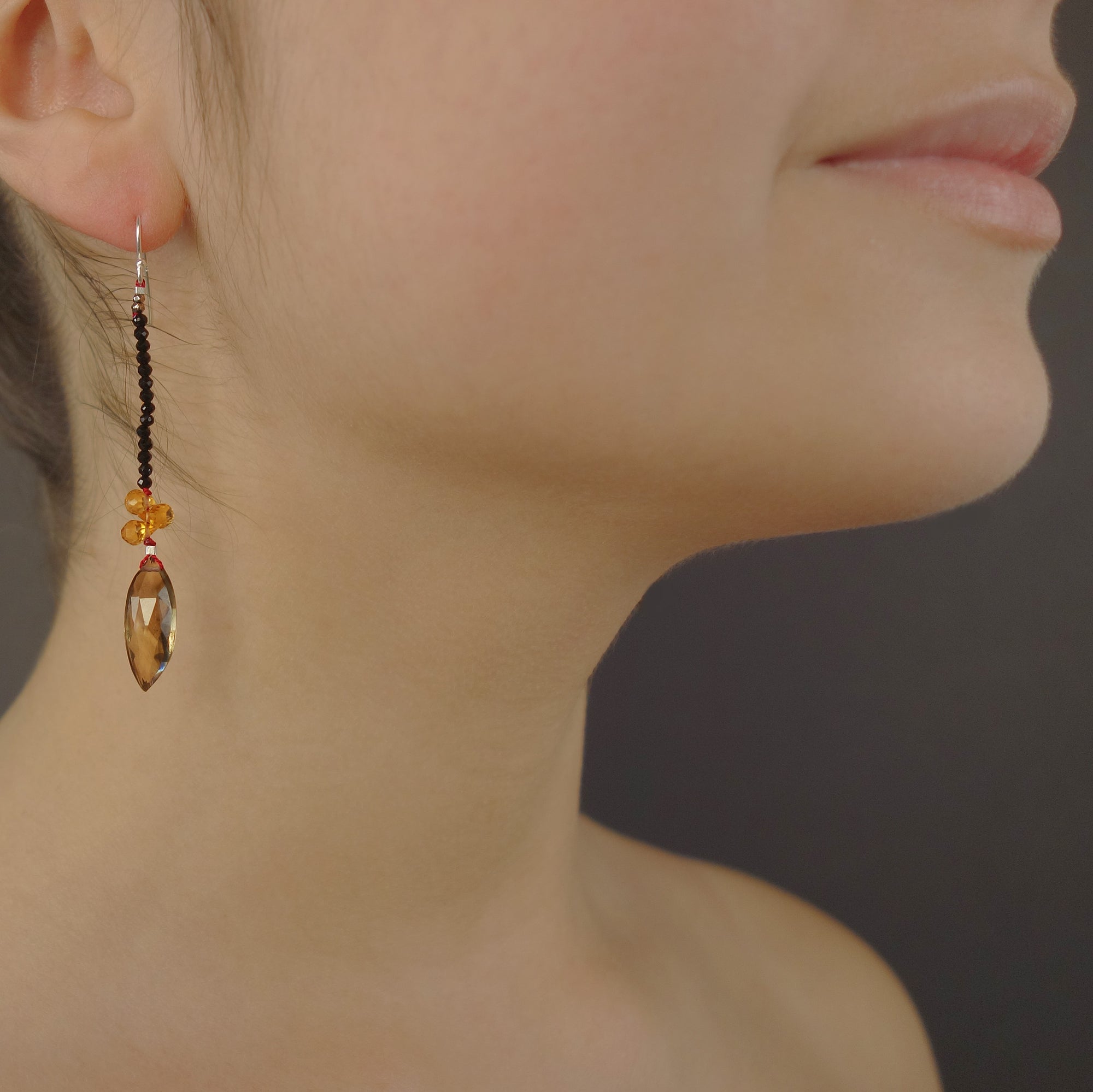 Good Day Sunshine: topaz, citrine, and onyx earrings