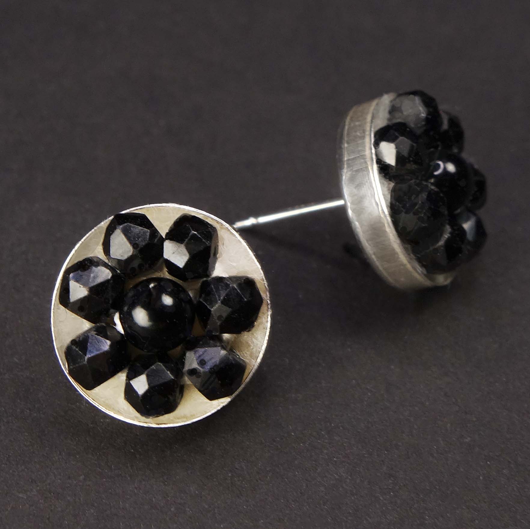 Ebony and Ivory: onyx post earring