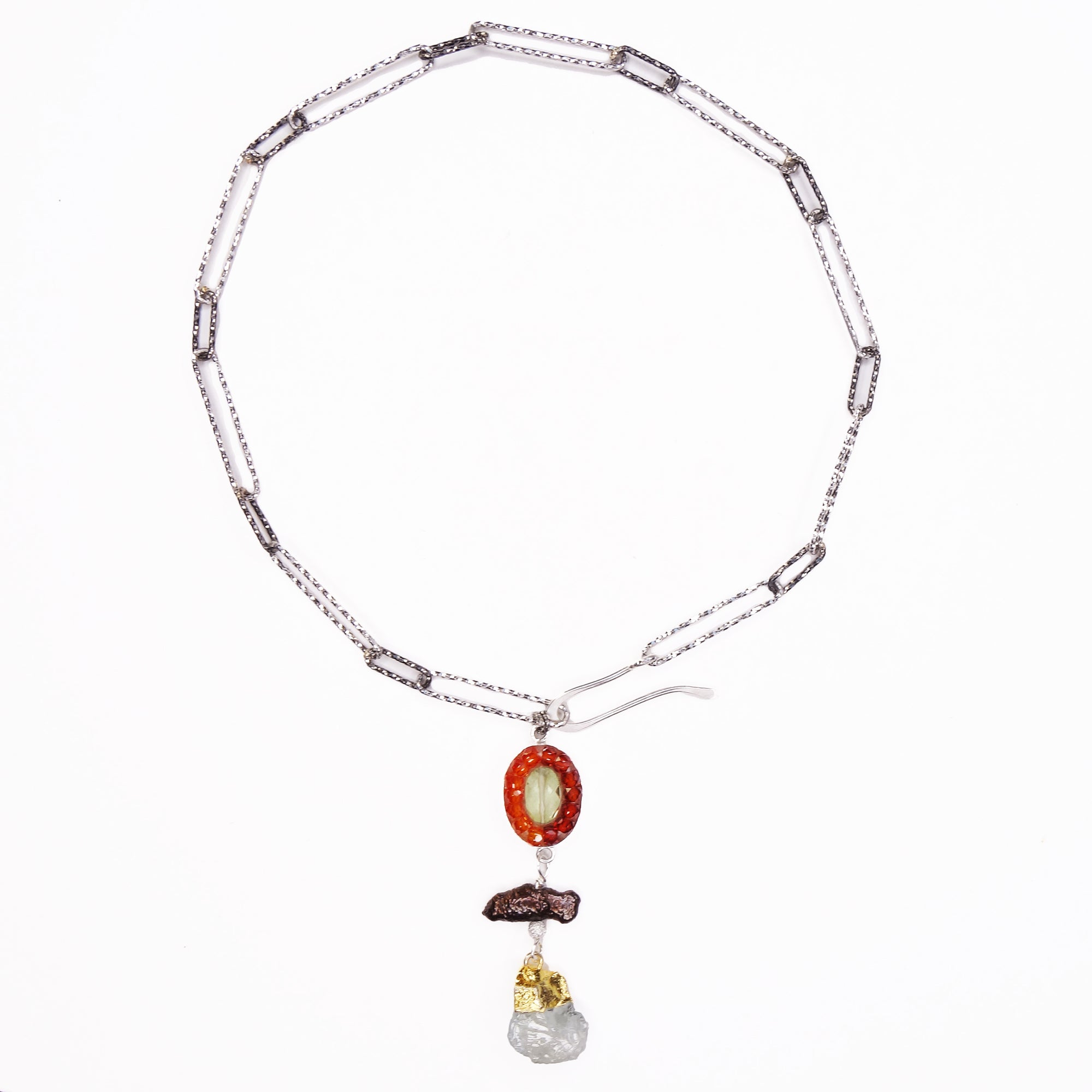 Eternal Flame: carnelian + presiolite mosaic wrap bracelet/necklace