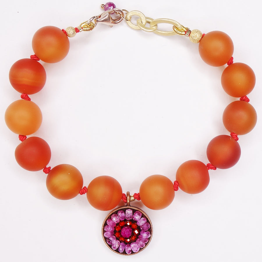 She Glows from Within: carnelian + ruby bracelet