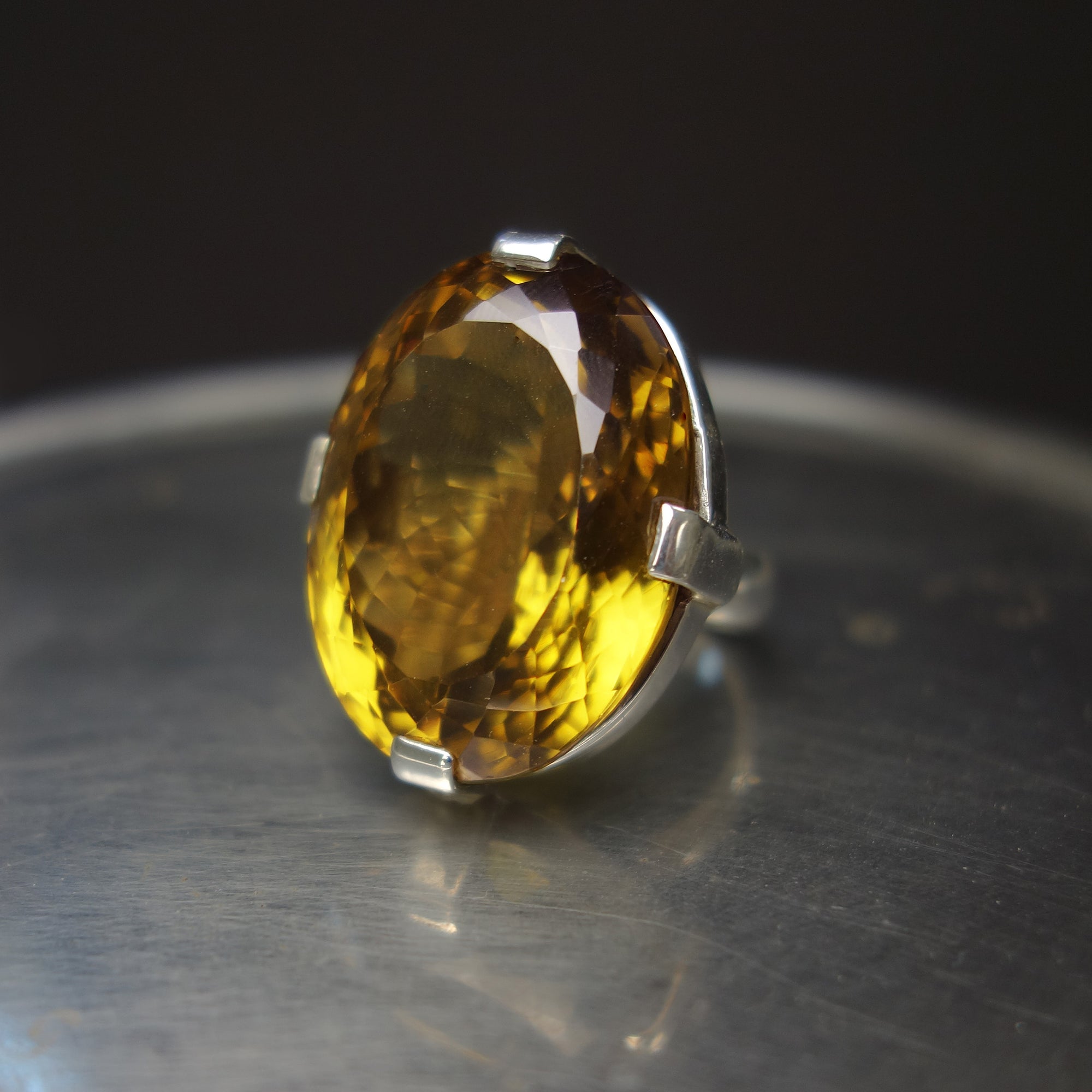 Jolleen's Ring: faceted cognac citrine