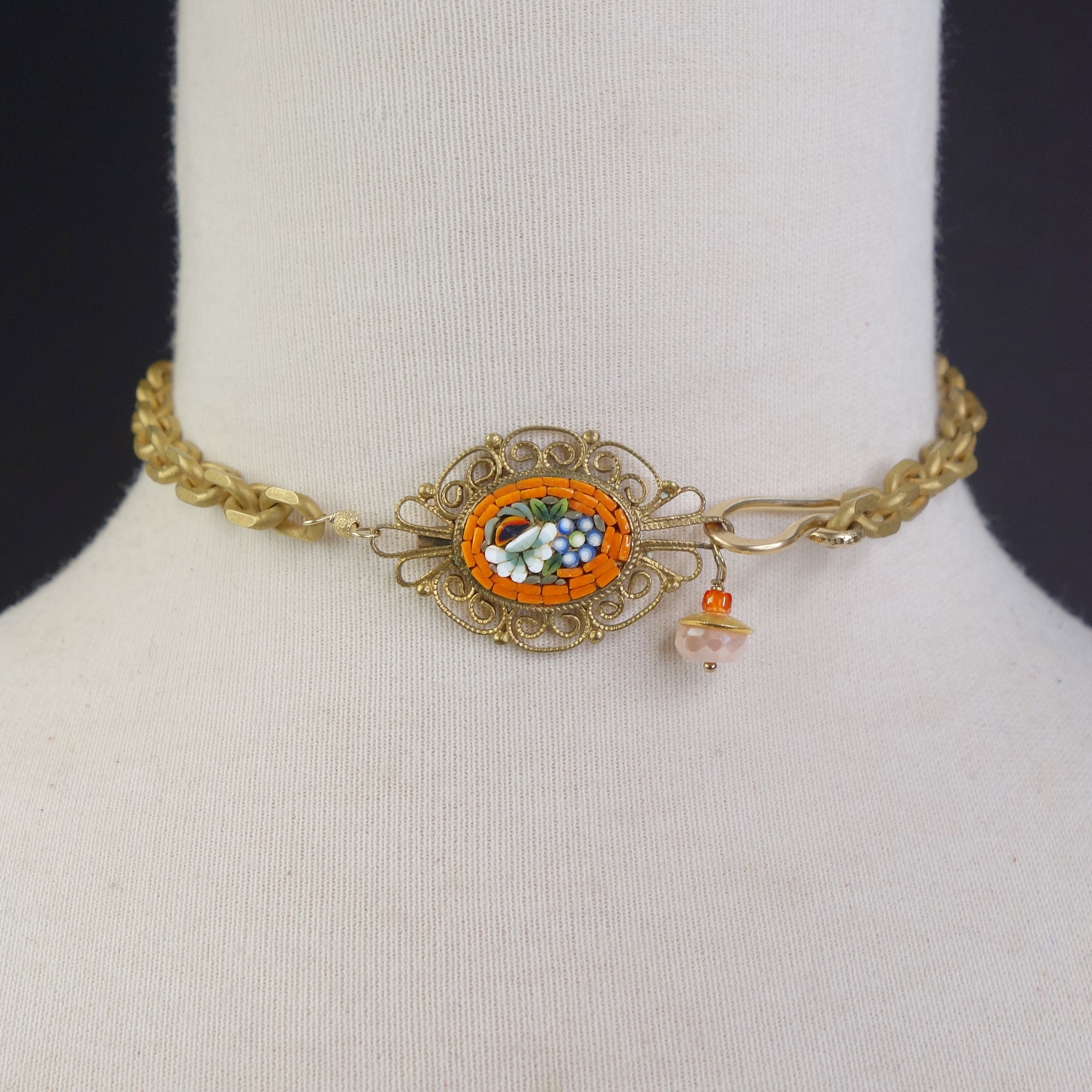 Orange Bliss: vintage mosaic necklace/bracelet (Wanderlust Ravenna)