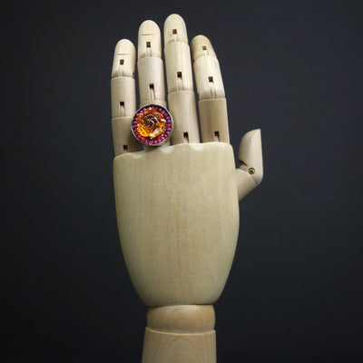 Eternal Flame: carved citrine and ruby mosaic ring