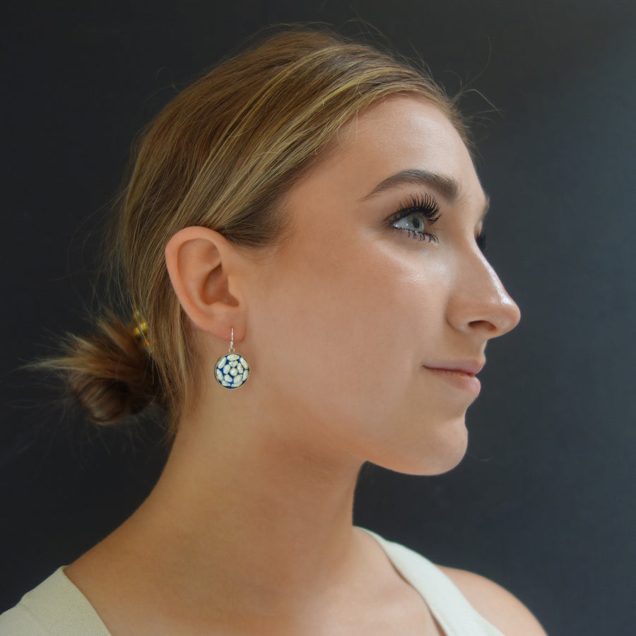 Freshwater pearl mosaic earring