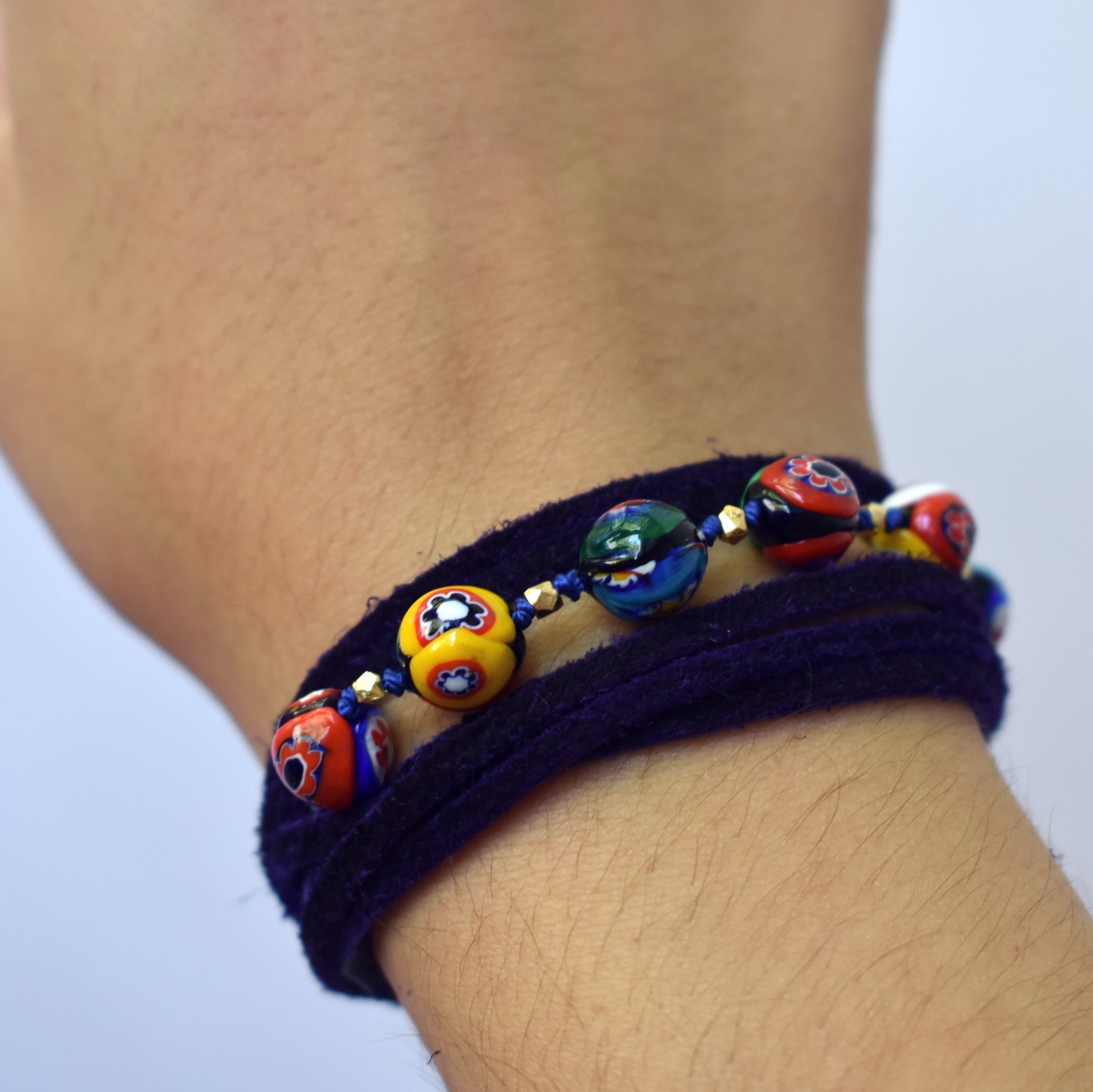 Wanderlust Murano Millefiori glass wrap bracelet and necklace (Murano)