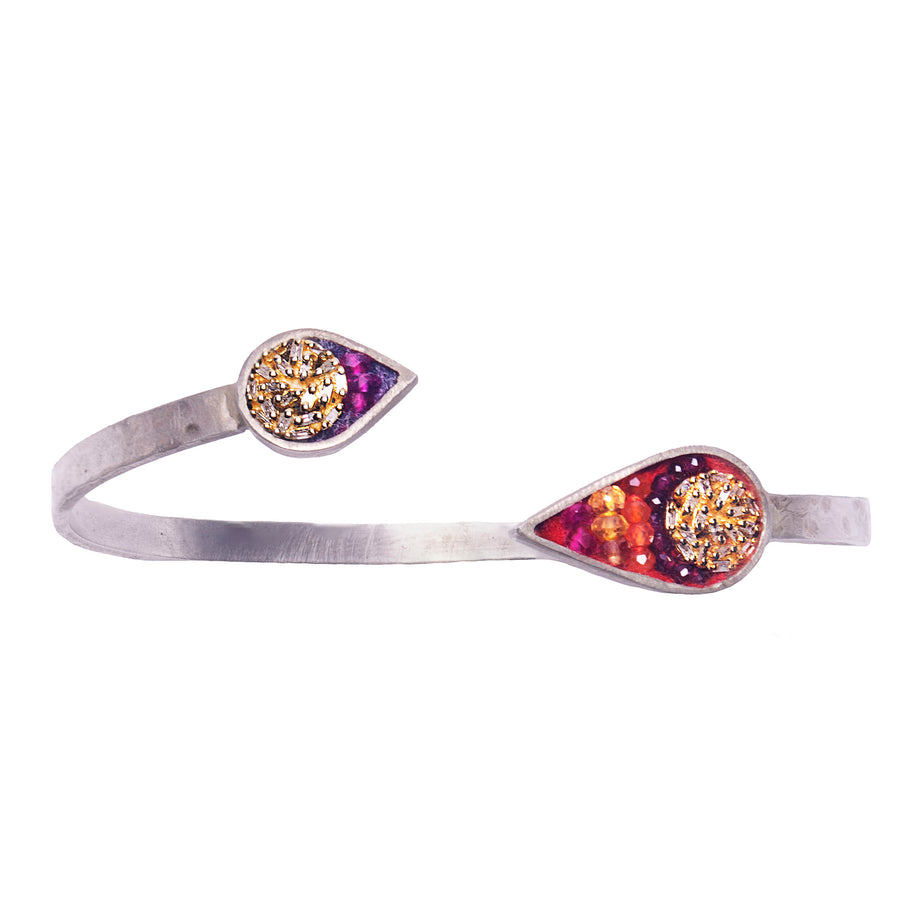 Come a Little Bit Closer: diamond, ruby, sapphire bangle