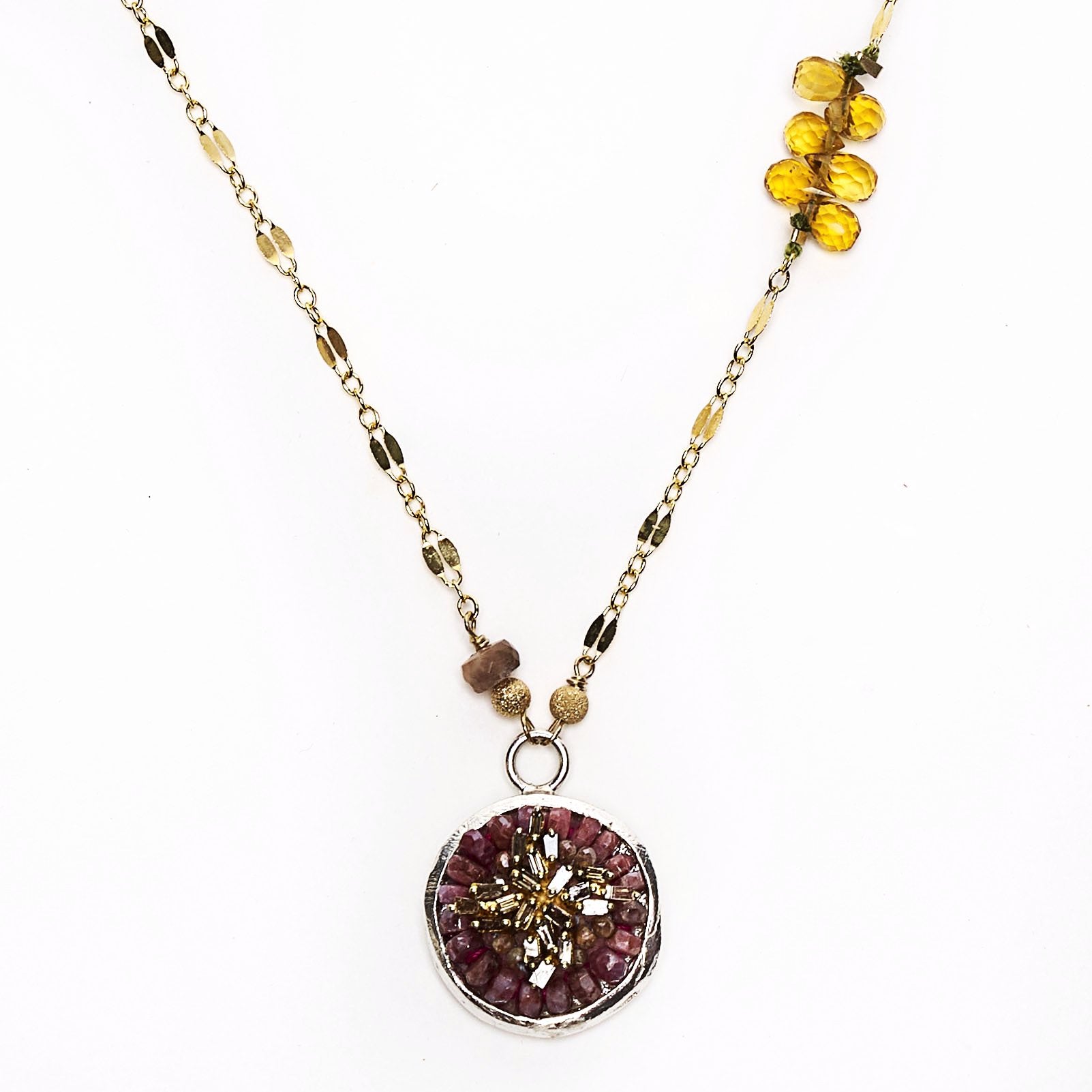Chocolate Diamond and Pink Sapphire mosaic necklace
