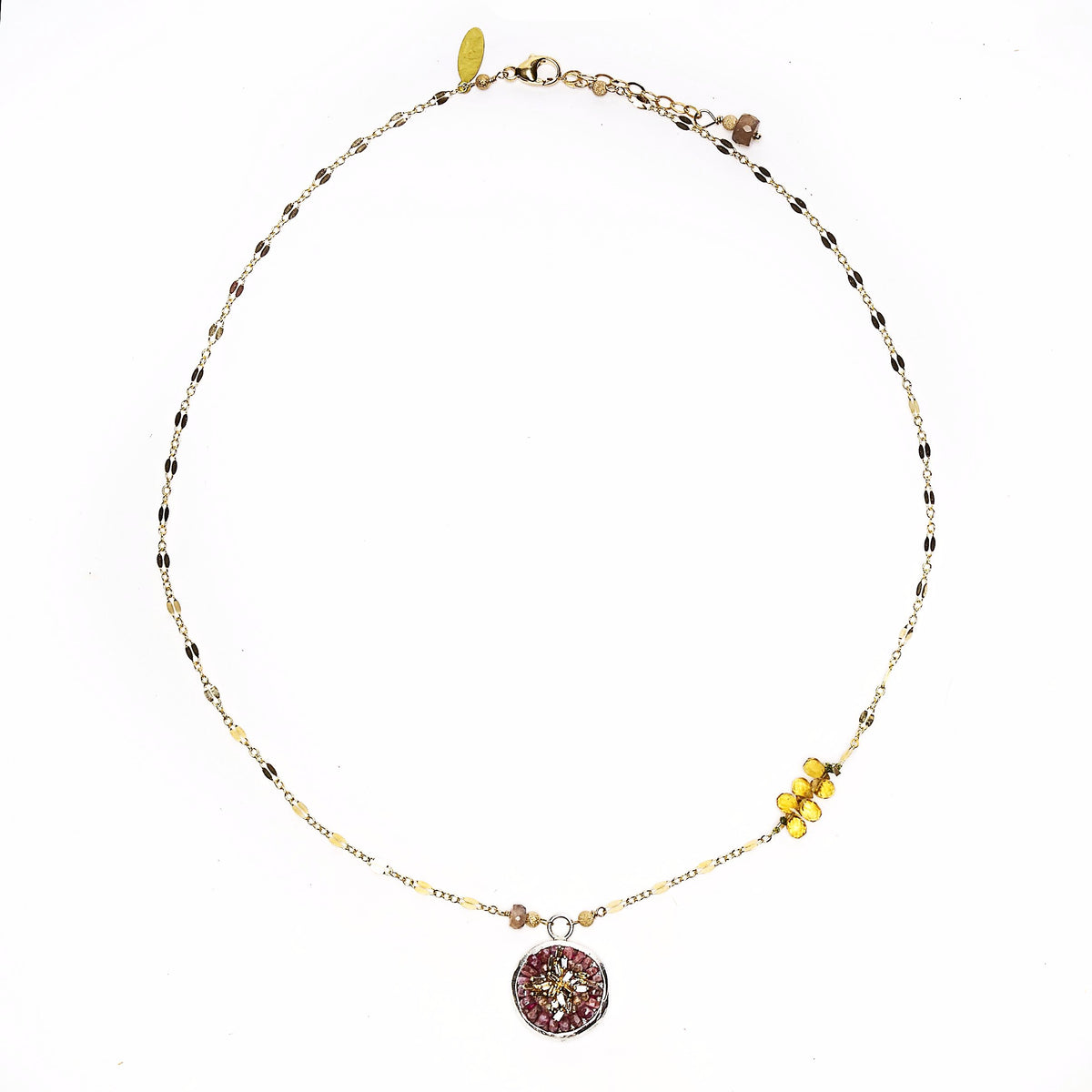 Chocolate Diamond and Pink Sapphire mosaic necklace