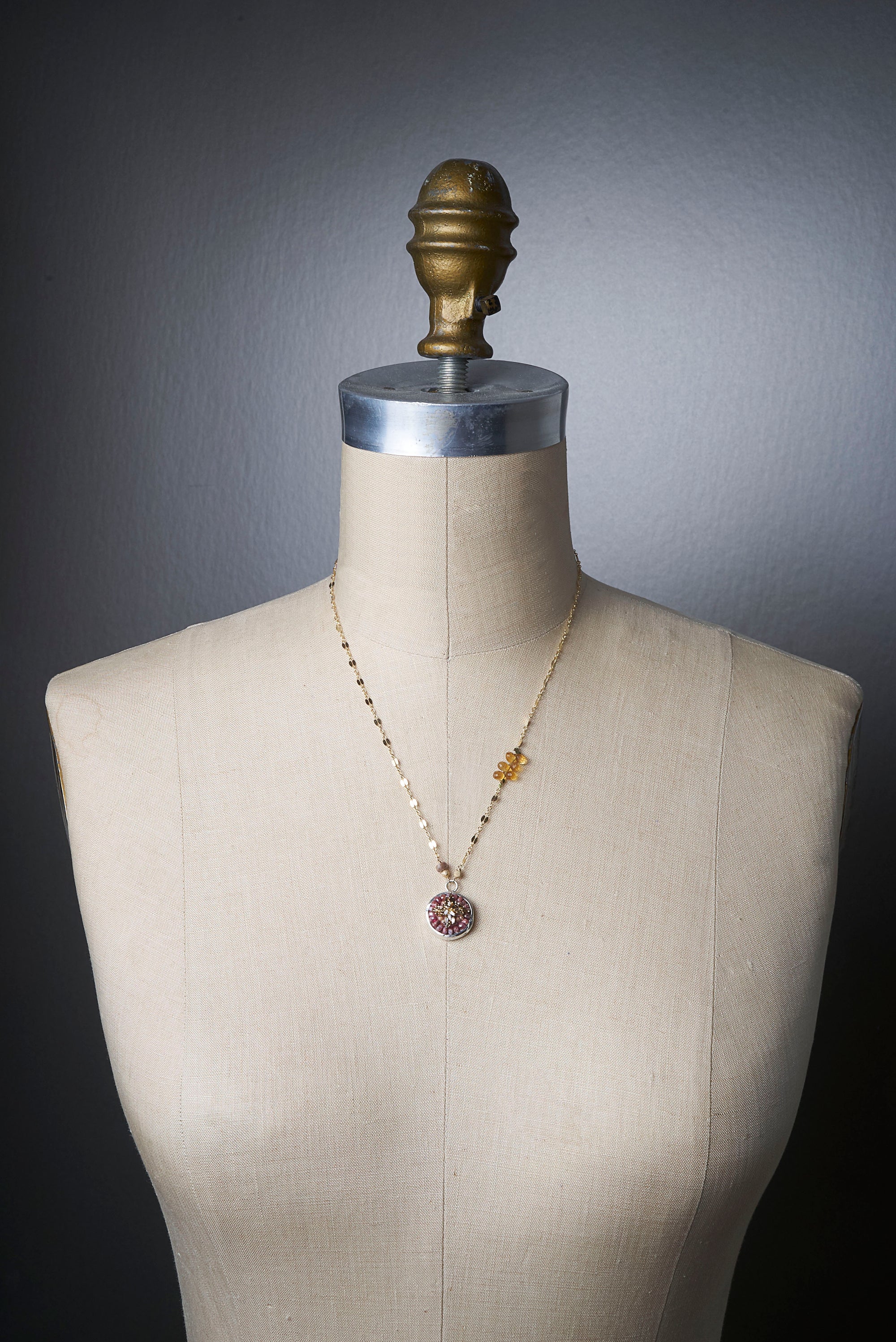 Chocolate Diamond and Pink Sapphire mosaic necklace