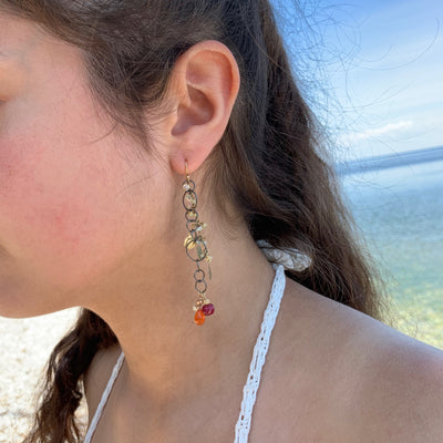 Ruby and Ethiopian Opal Earrings