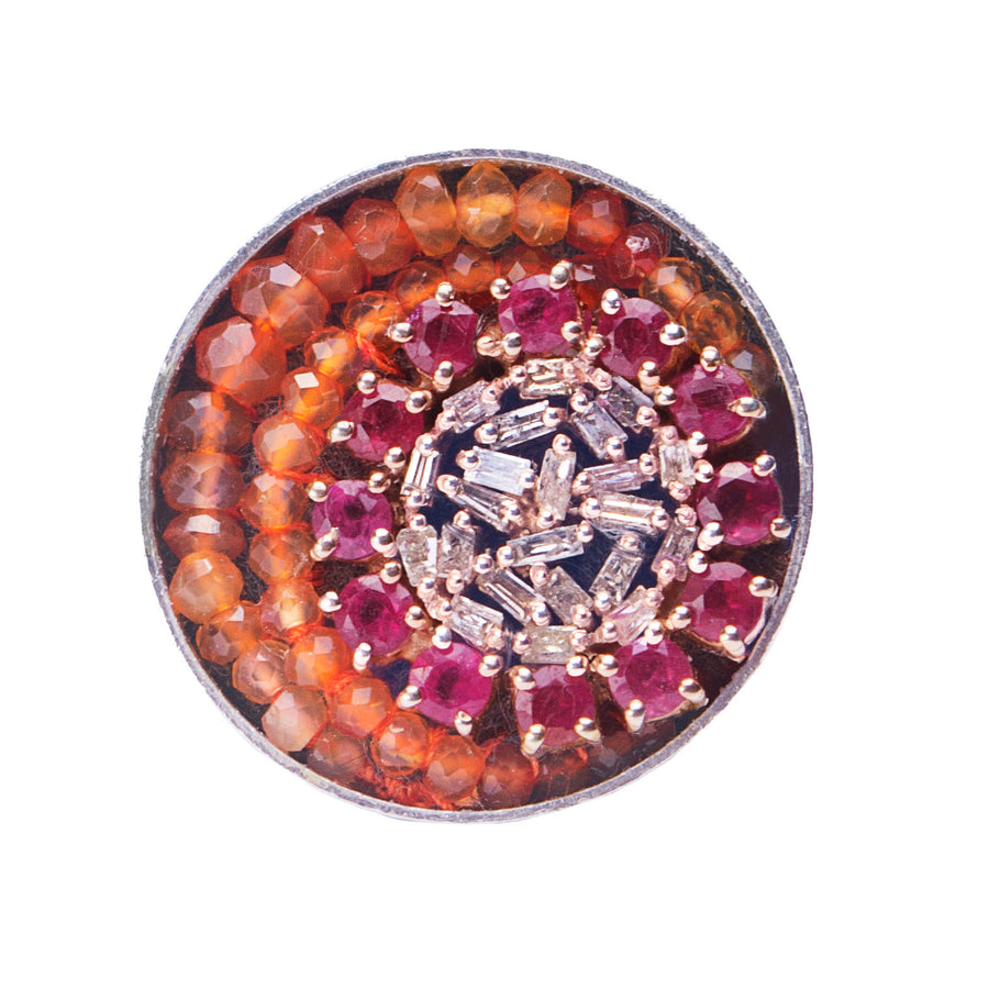 Ruby and Diamond Mosaic Ring