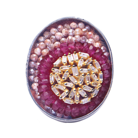 Ruby, Sapphire, Diamond Mosaic Ring