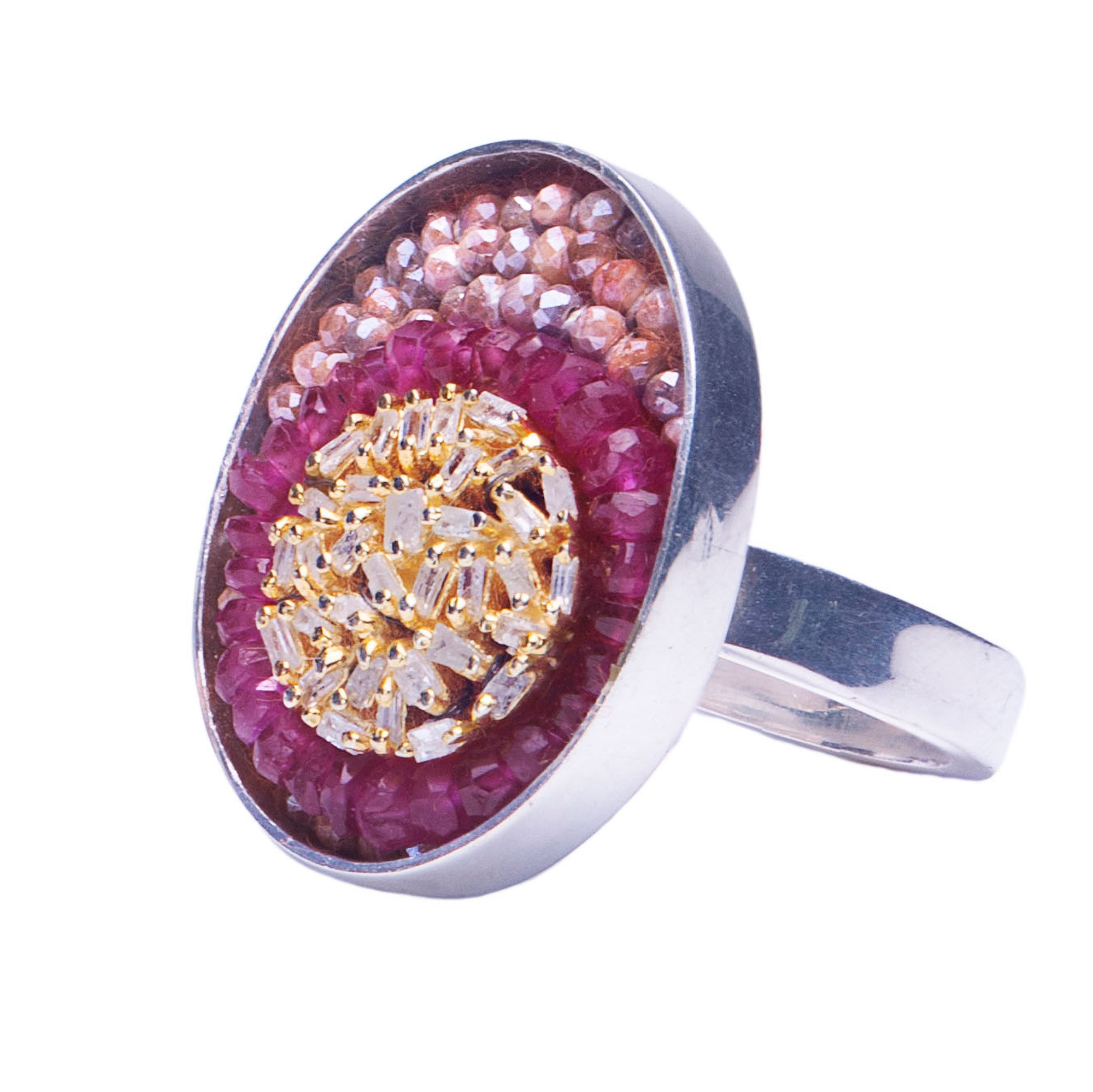 Ruby, Sapphire, Diamond Mosaic Ring
