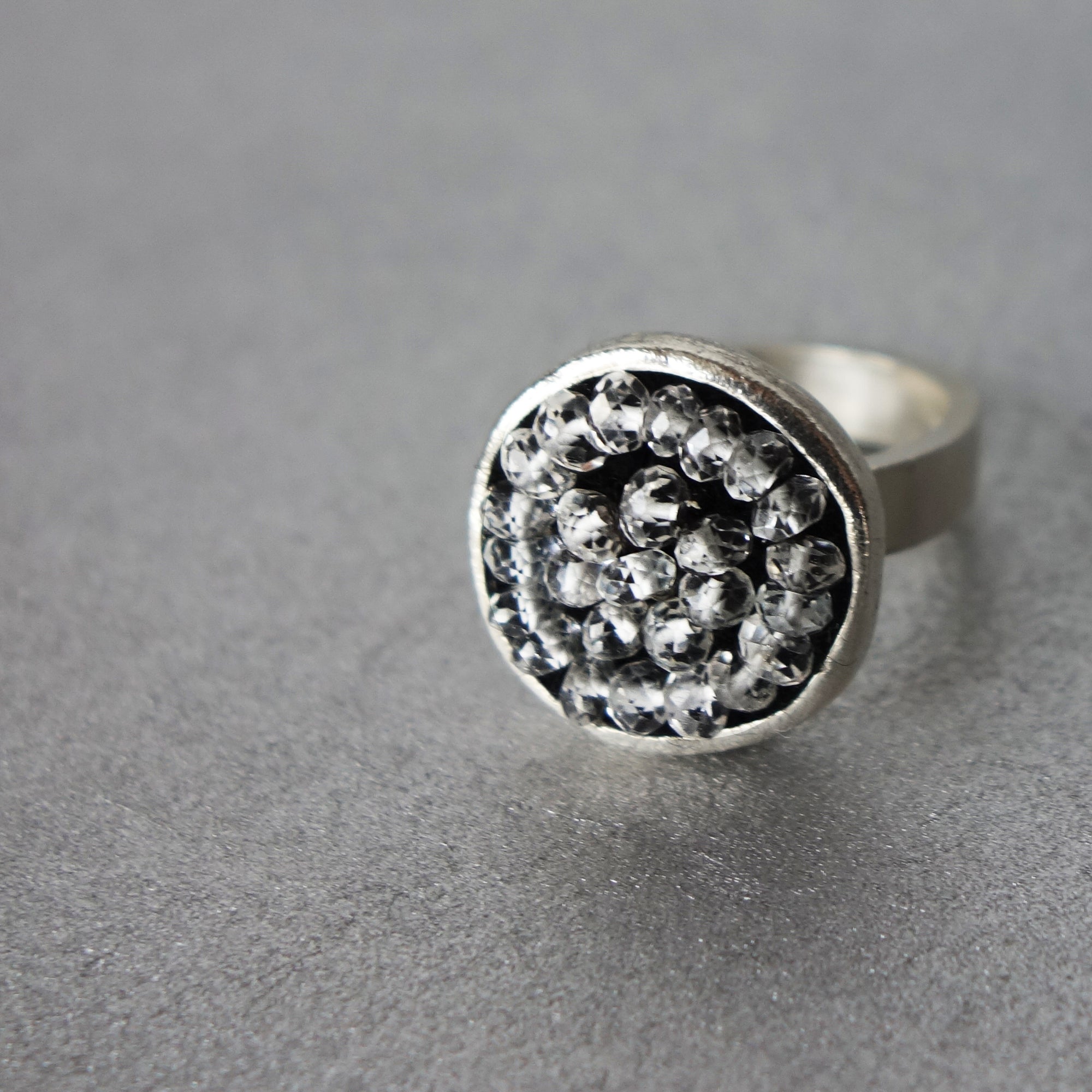 Iconic Clear Quartz mosaic ring