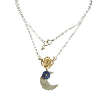 Moon Dance: gold, diamonds, lapis necklace