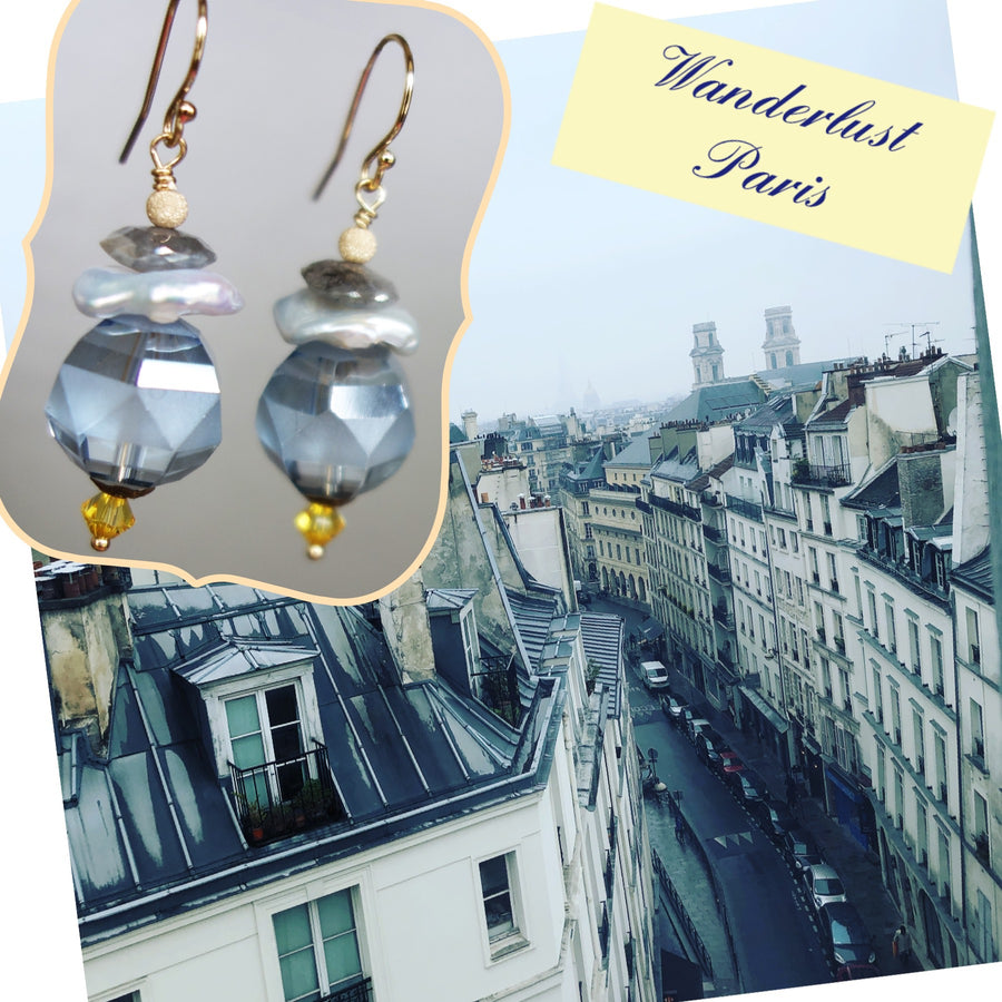 Pearl and Crystal Ethereal Earrings (Wanderlust Paris)