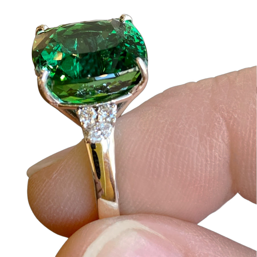 Tourmaline and Diamond Class Ring