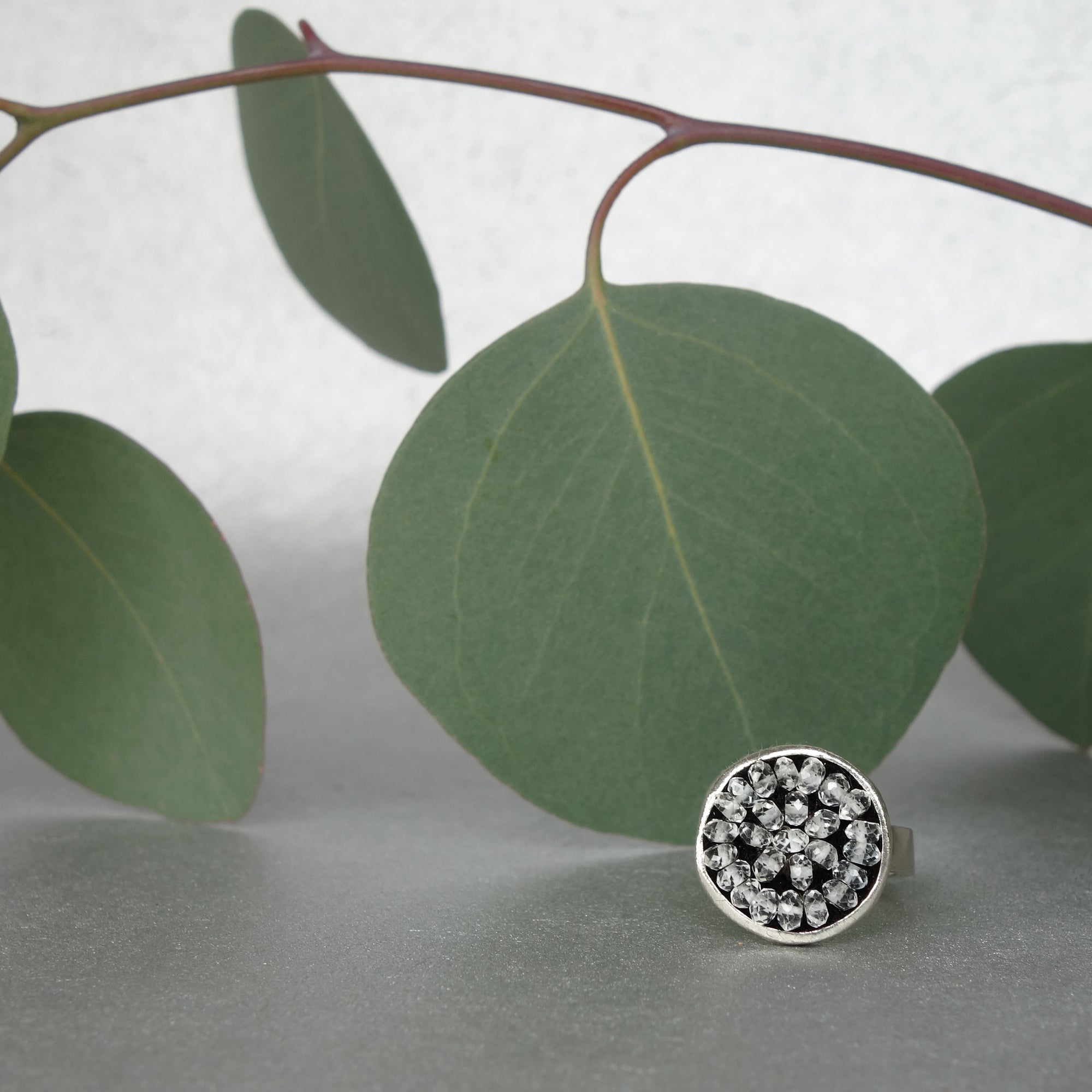 Iconic Clear Quartz mosaic ring