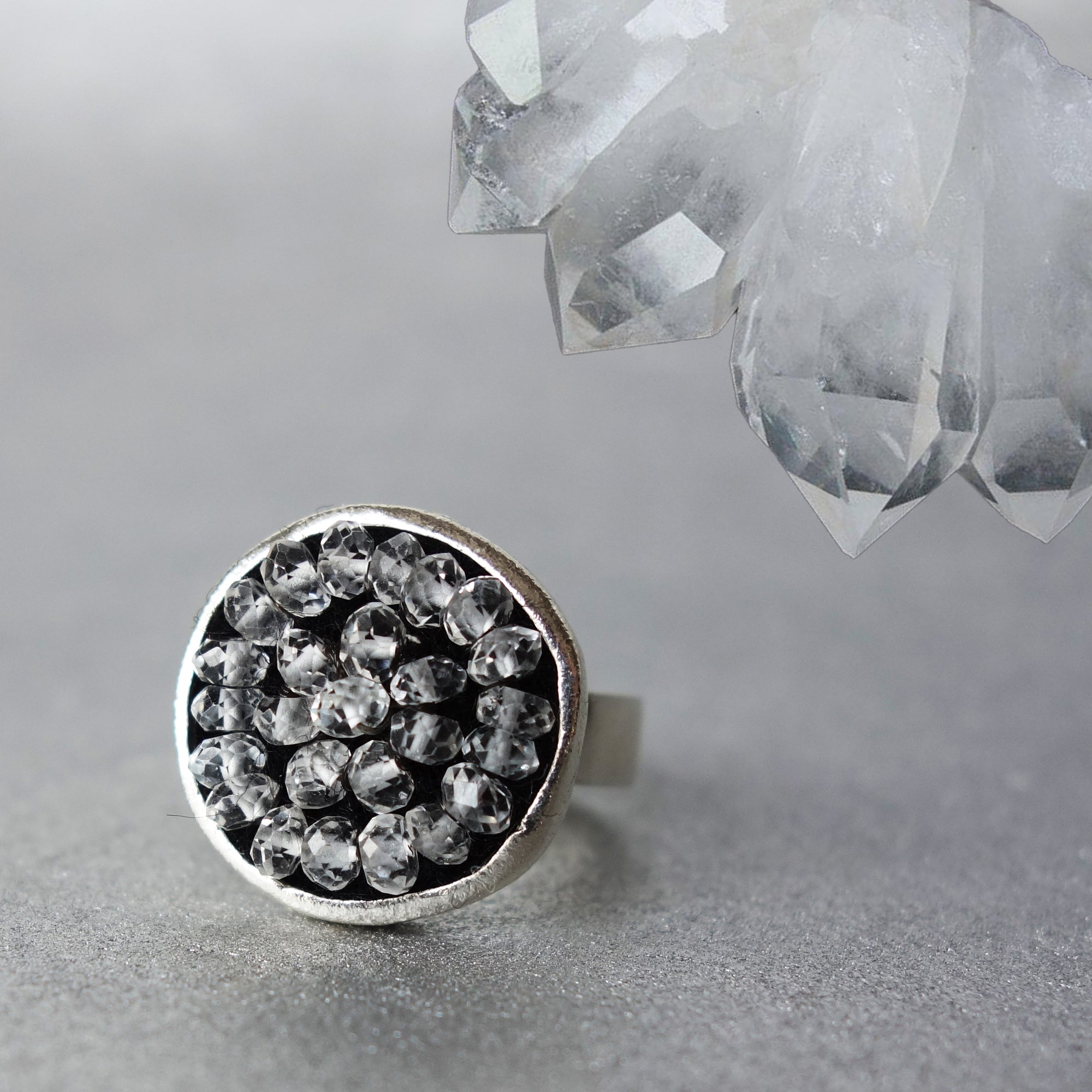 Iconic Clear Quartz mosaic ring