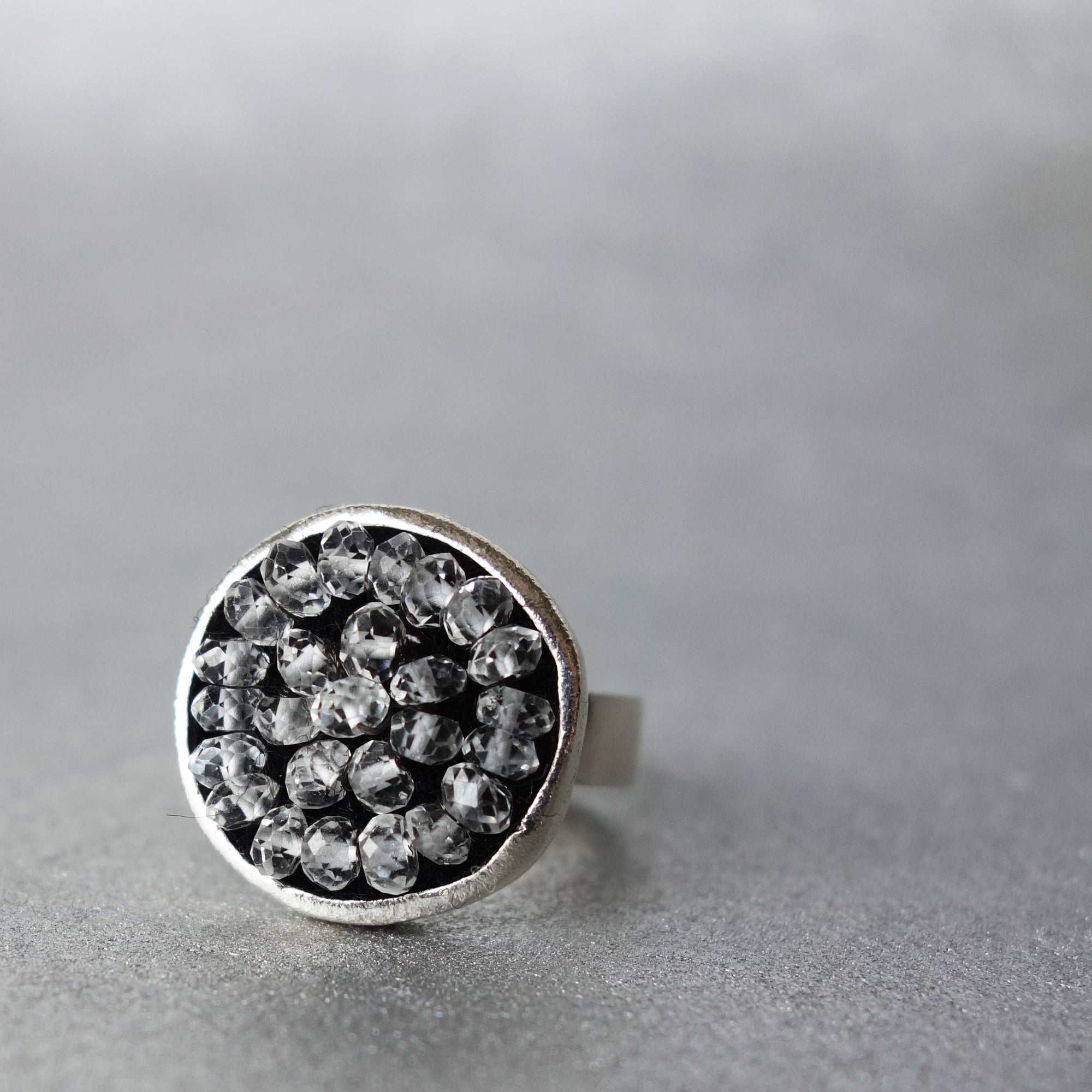 Iconic Clear Quartz mosaic ring