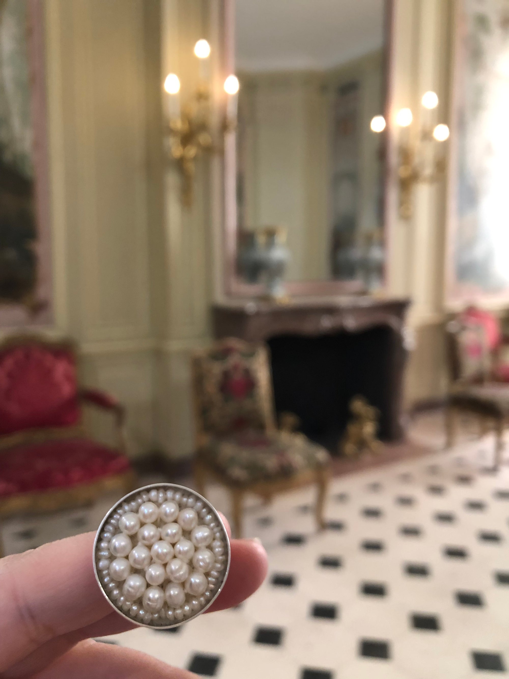 White Pearl Iconic Mosaic Ring (Wanderlust Paris)