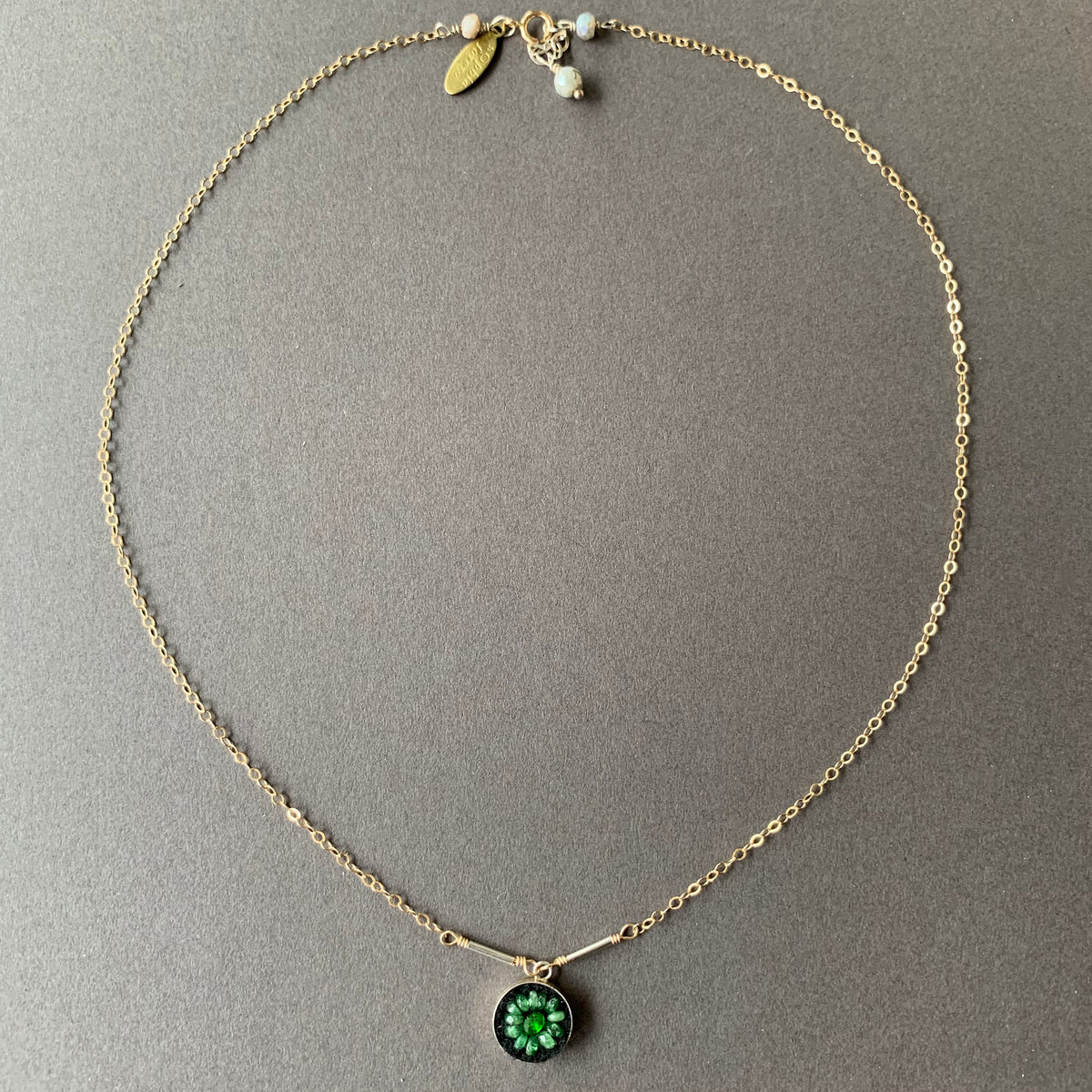 Emerald Mosaic on Gold necklace