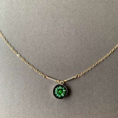 Emerald Mosaic on Gold necklace
