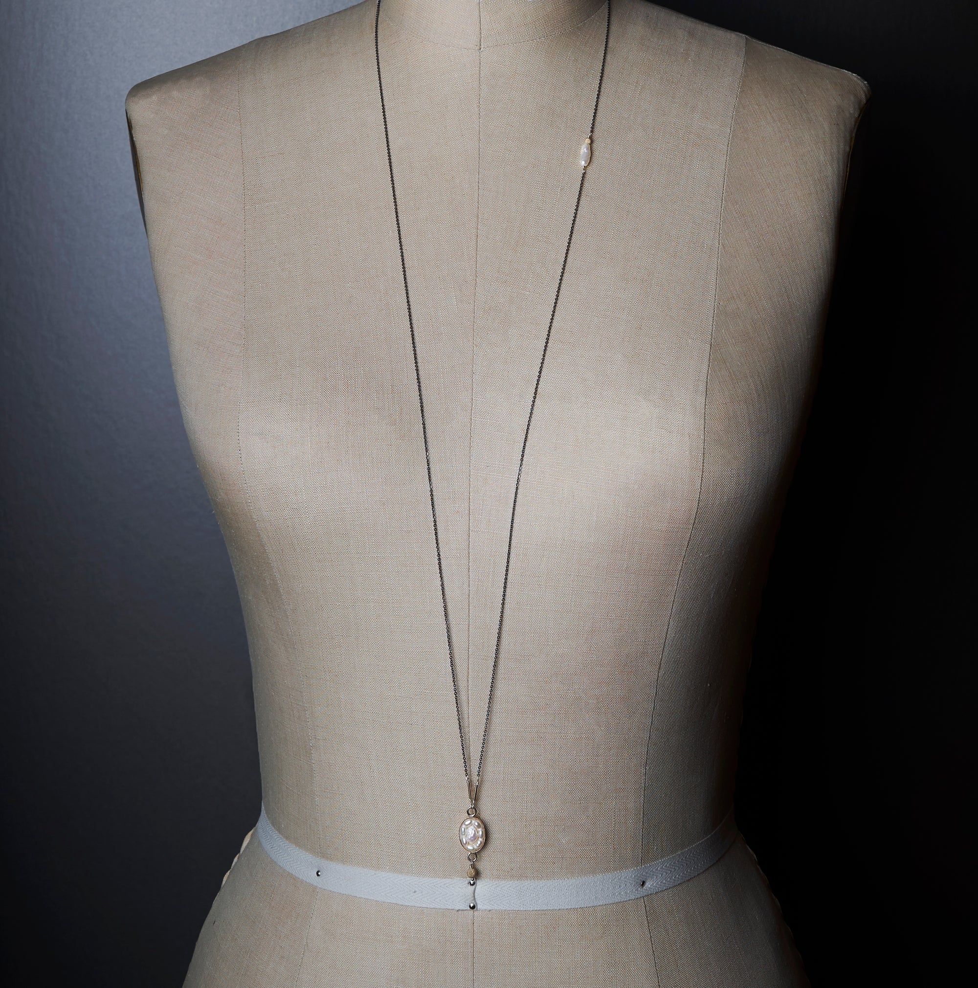 Oval Pearl Mosaic Necklace with Gold Accents