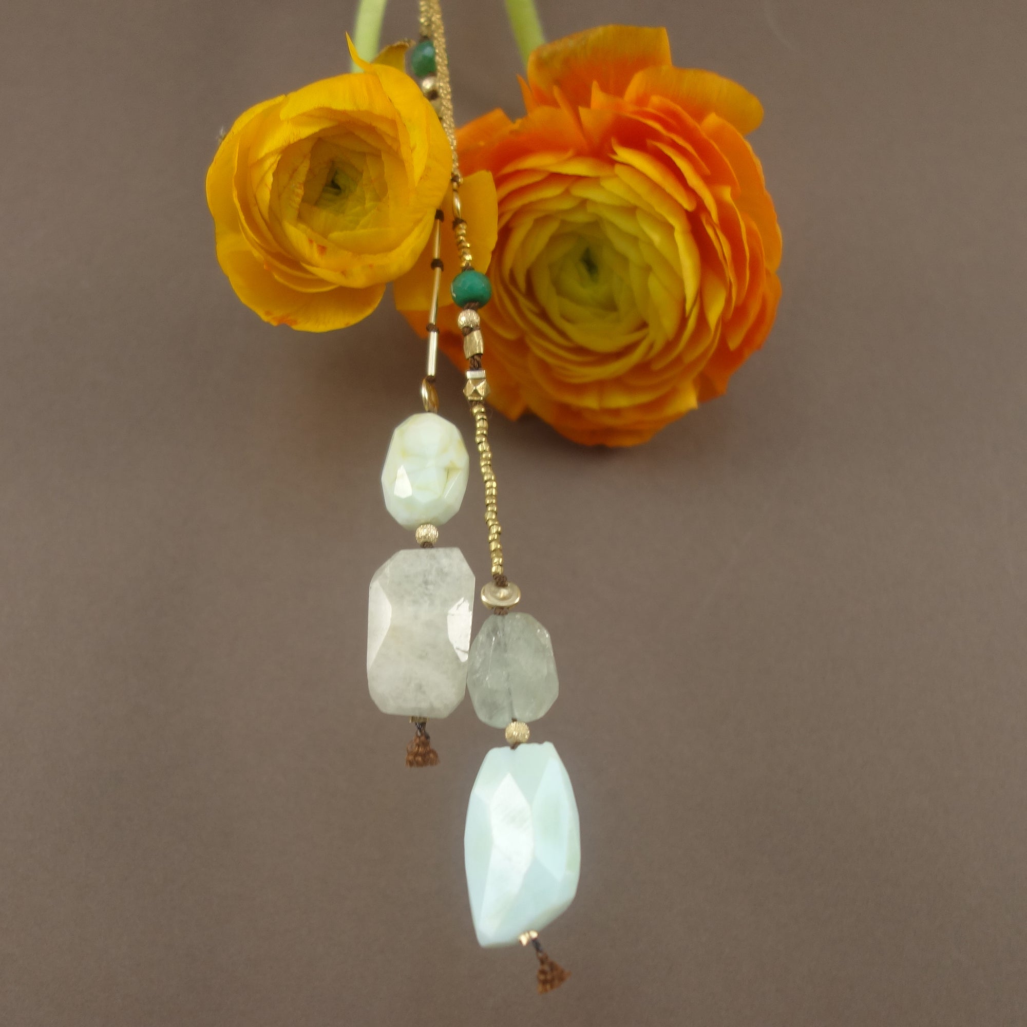 Opal, Aquamarine, Emerald, Gold DELICIOUS necklace