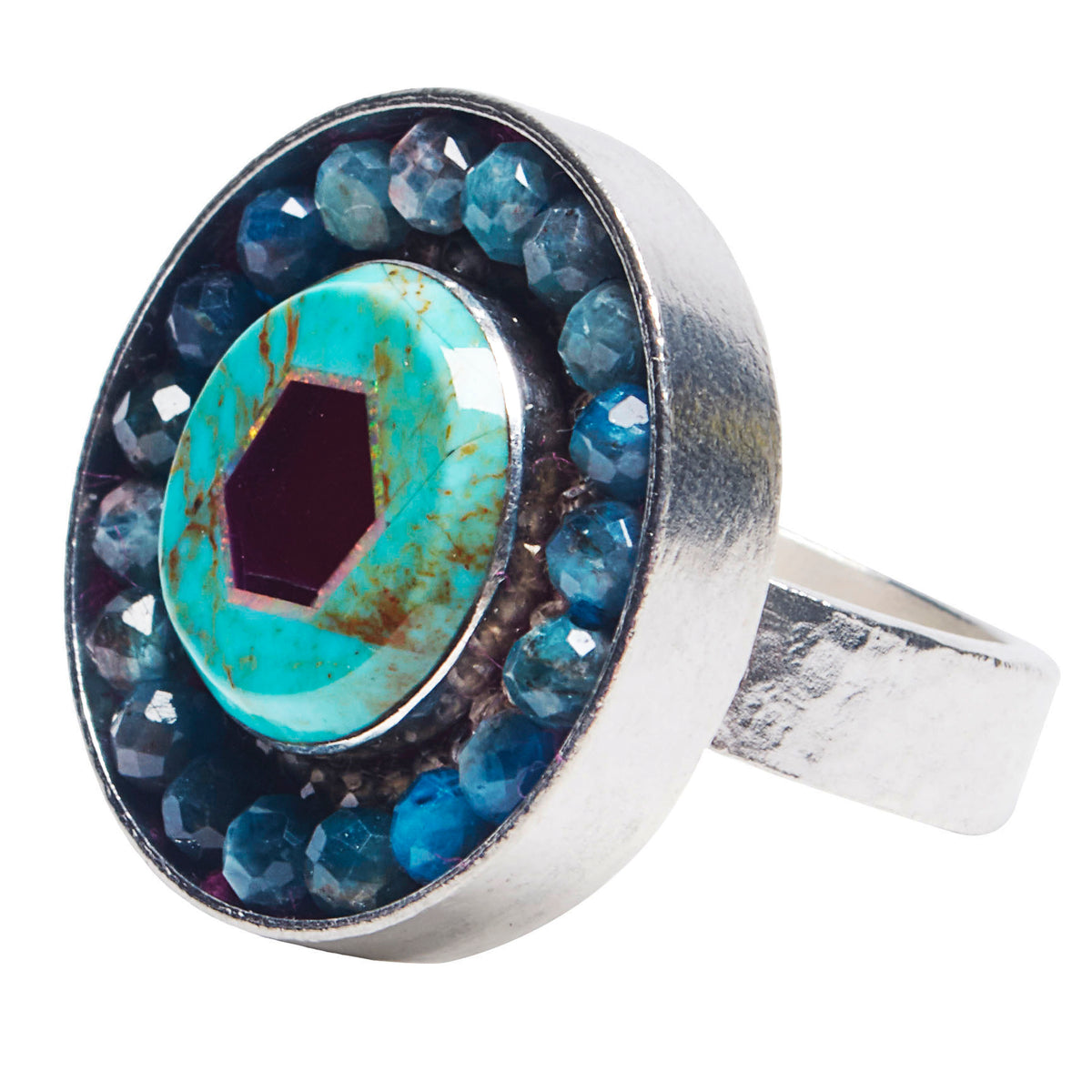 Wanderlust turquoise, opal mosaic ring (Santa Fe)