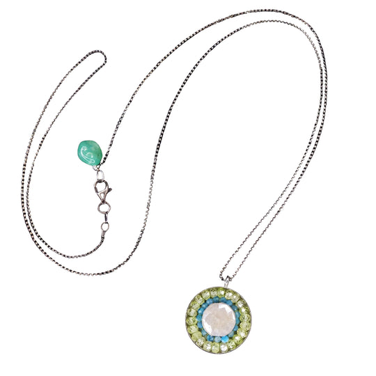 Summers in Chicago: aquamarine + prenite + opal mosaic