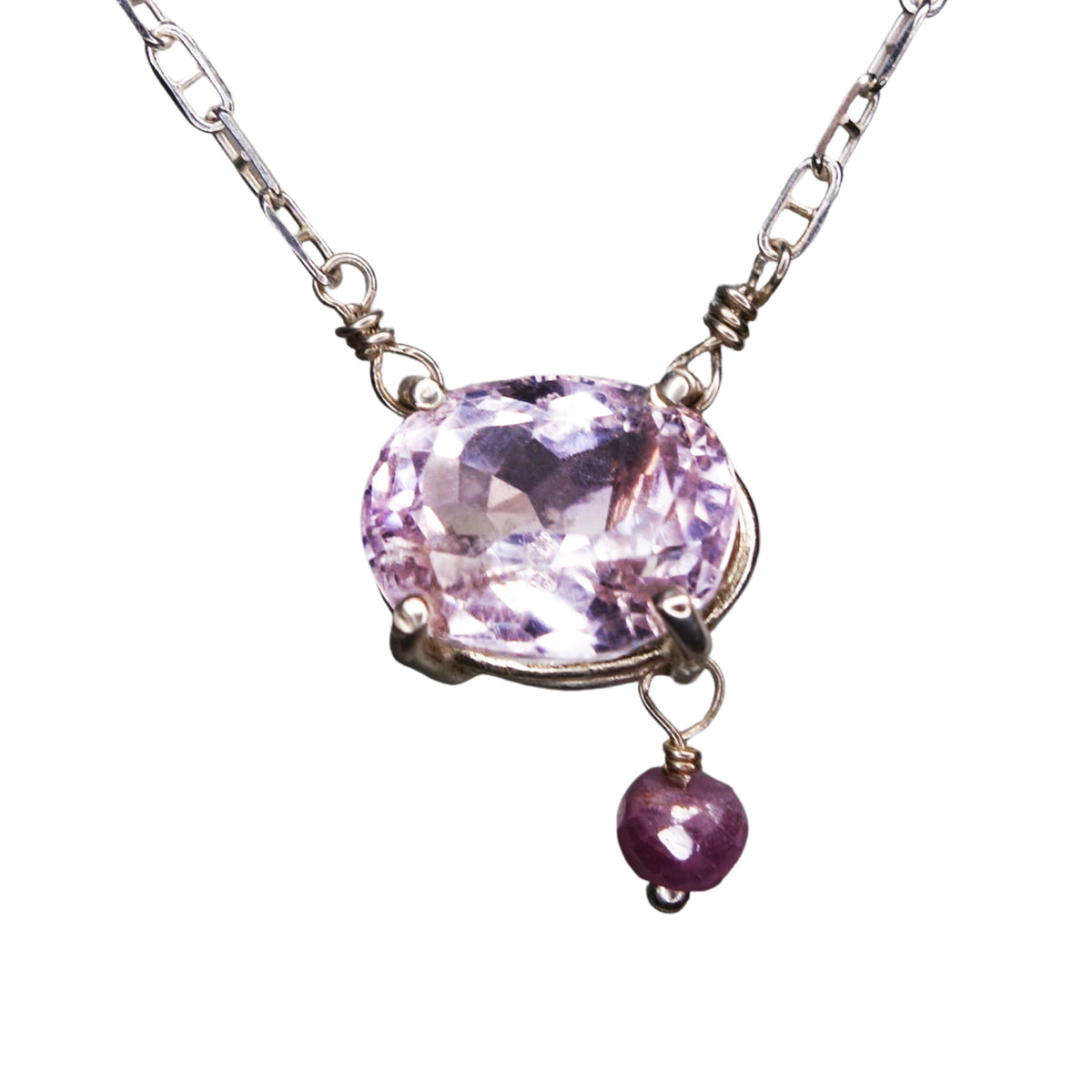 Pretty in Pastels: kunzite and pink sapphire necklace