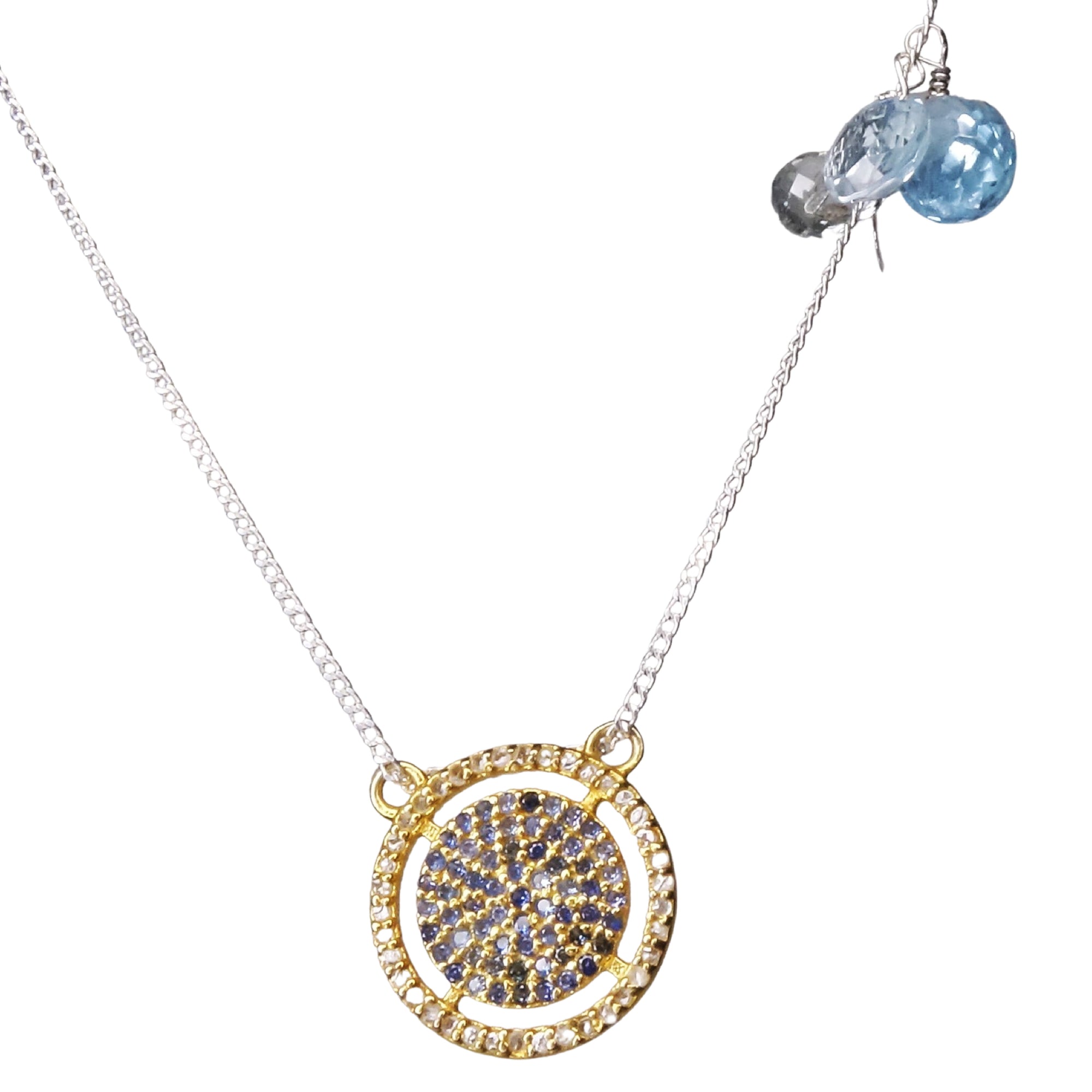 She Sparkled through the Rain: diamond + aquamarine necklace