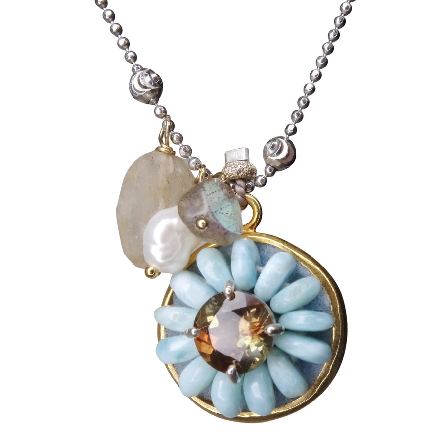 Mermaids Aren't the Only Ones Who Splash: larimar + andasulite mosaic necklace