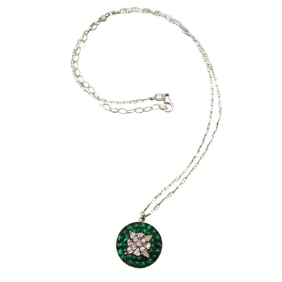She Knows Herself: diamond + malachite mosaic necklace