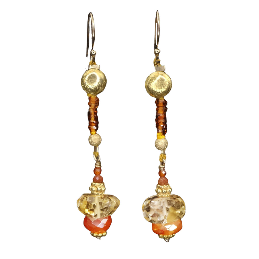 Tundra Sapphire, Citrine, Carnelian earring