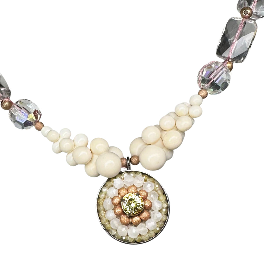 As Glamorous as Chicken Pot Pie: canary apatite + moonstone mosaic